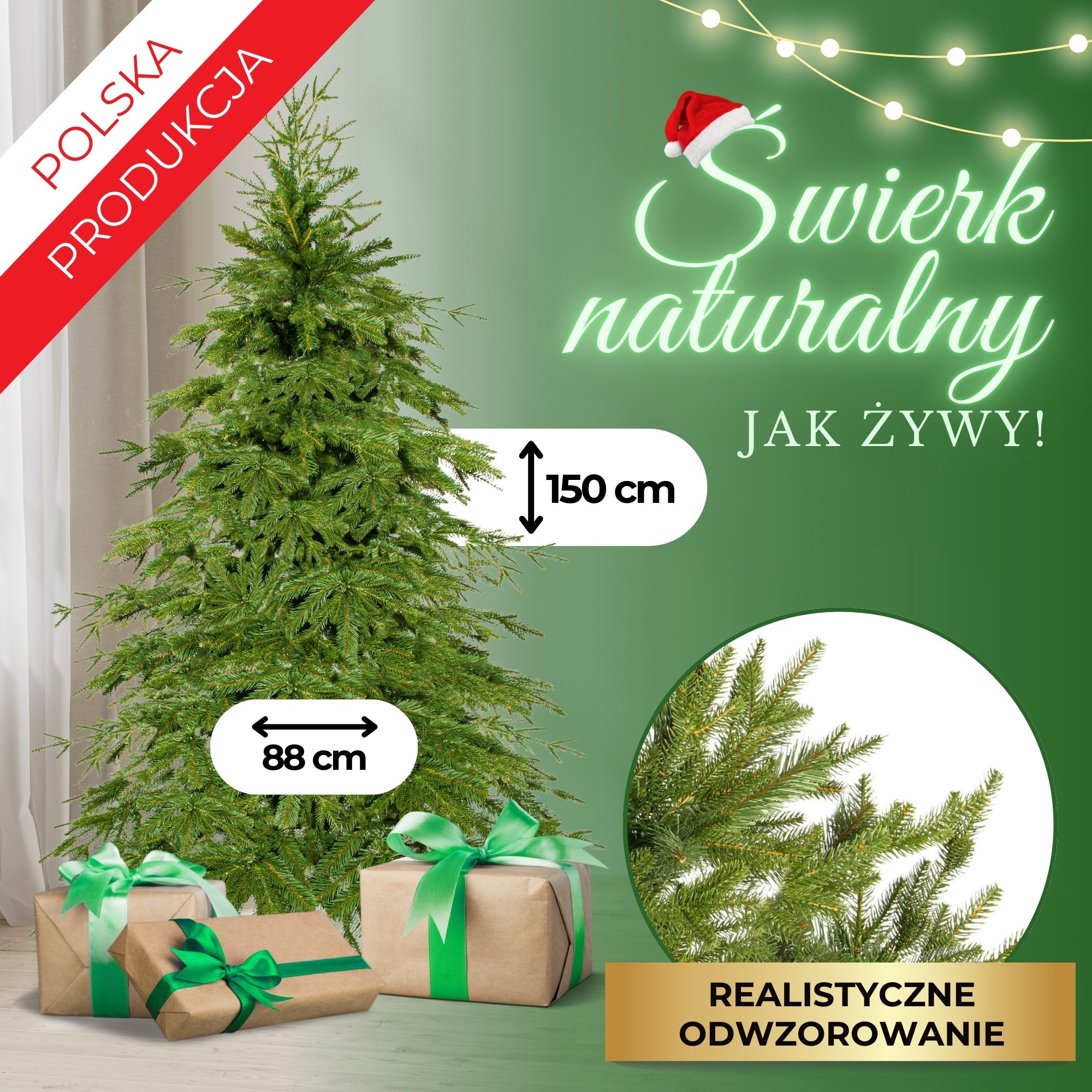 Umelý vianočný stromček smrek 150 cm S-CT0176
