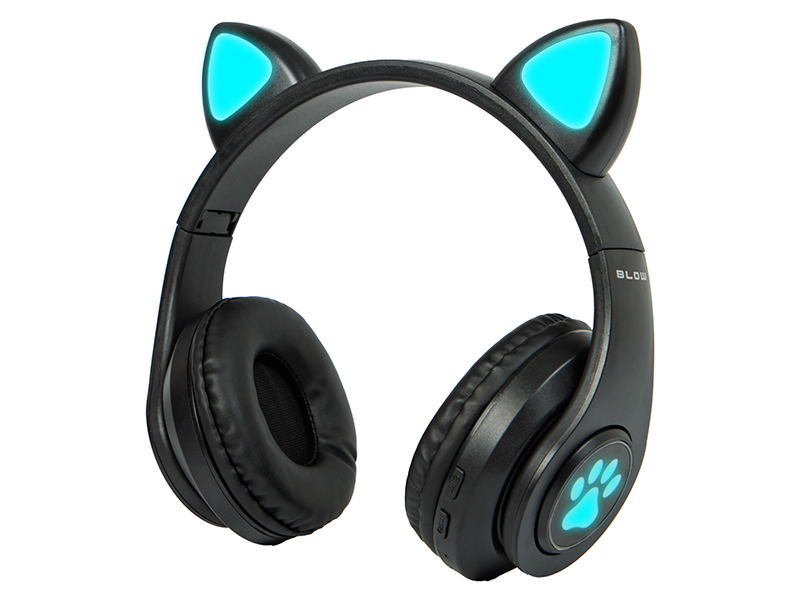 Bluetooth slúchadlá s LED uškami čierne