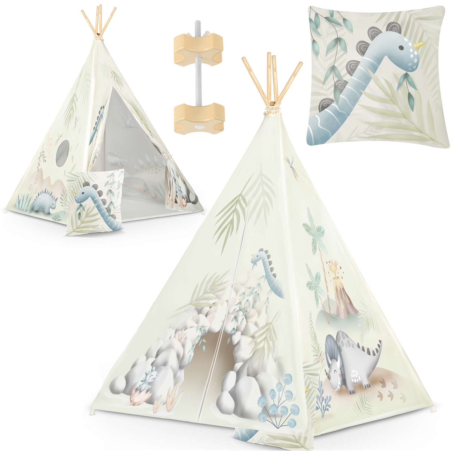 Teepee stan pre deti Nukido - dinosaury