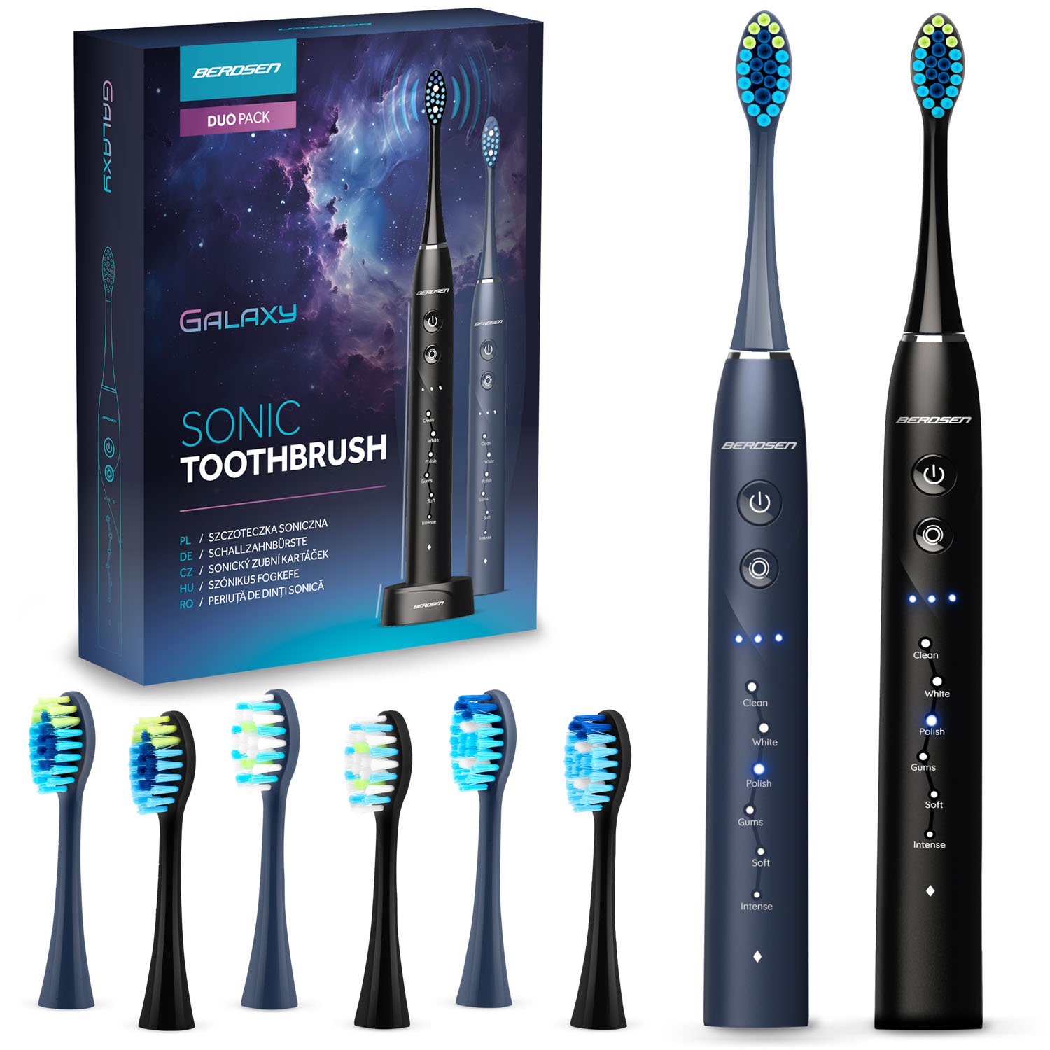 Sonická zubná kefka sada 2 ks Berdsen Galaxy Duo