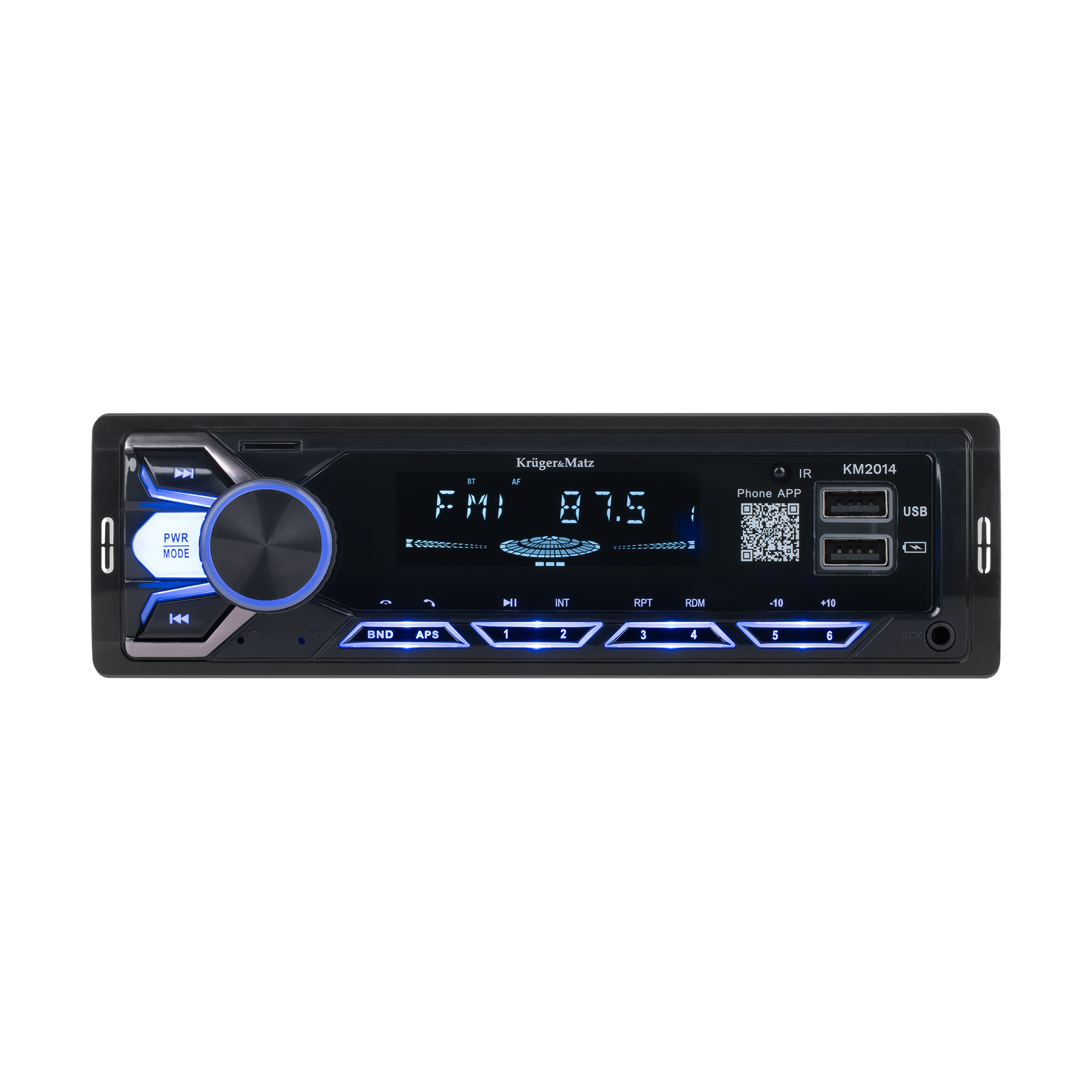 Kruger&Matz 1 DIN autorádio Bluetooth s USB a microSD L-KM2014