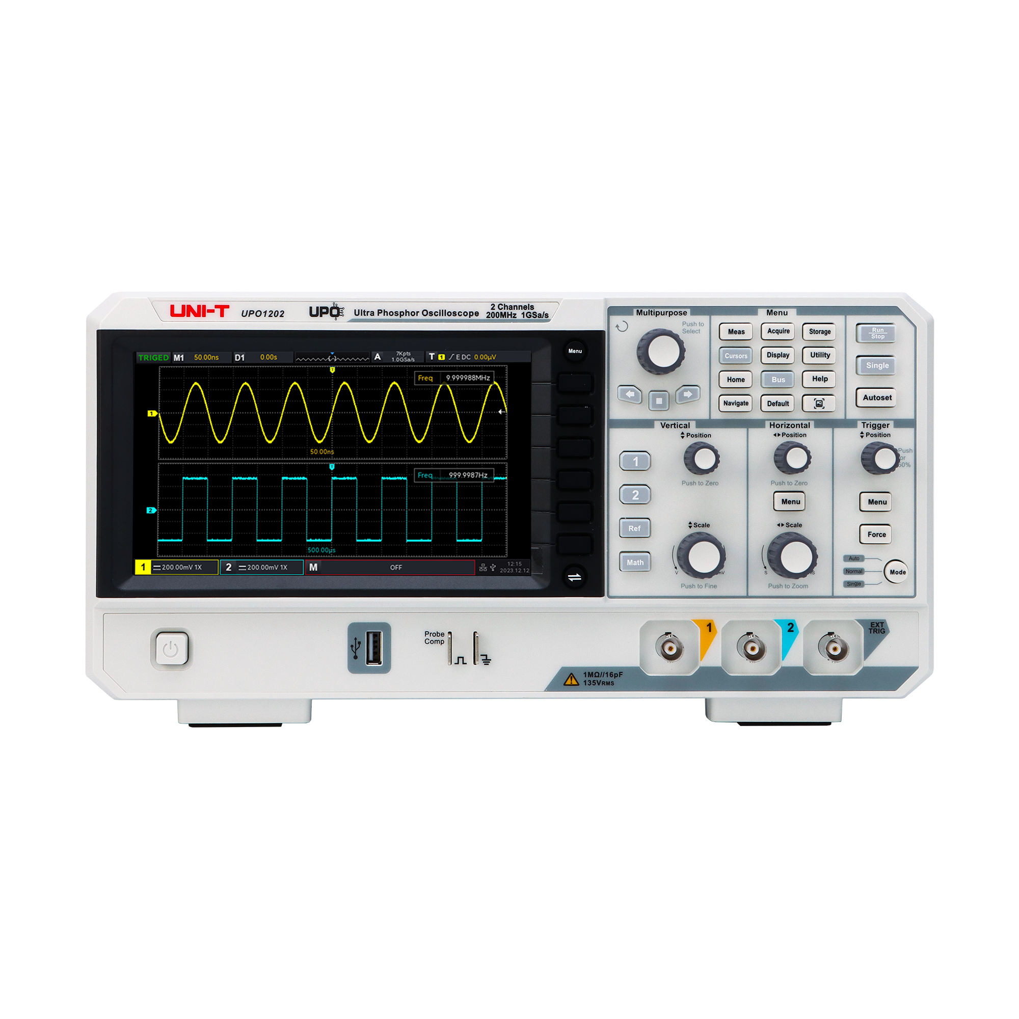 Digitálny osciloskop Uni-T UPO1202 200 MHz, 2-kanálový, 1 GS/s L-MIE0526