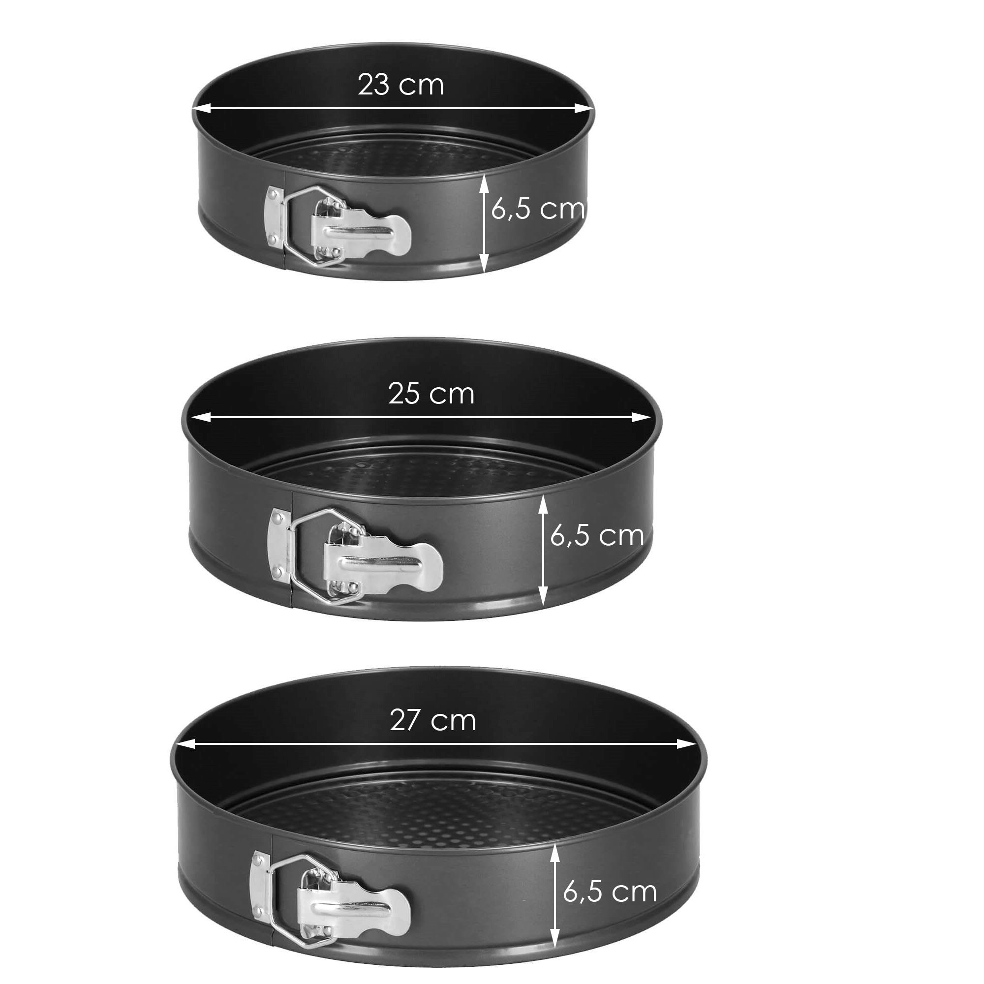 Sada tortových foriem na pečenie s odnímateľným dnom 3 ks 23/25/27 cm Springos S-KI0113