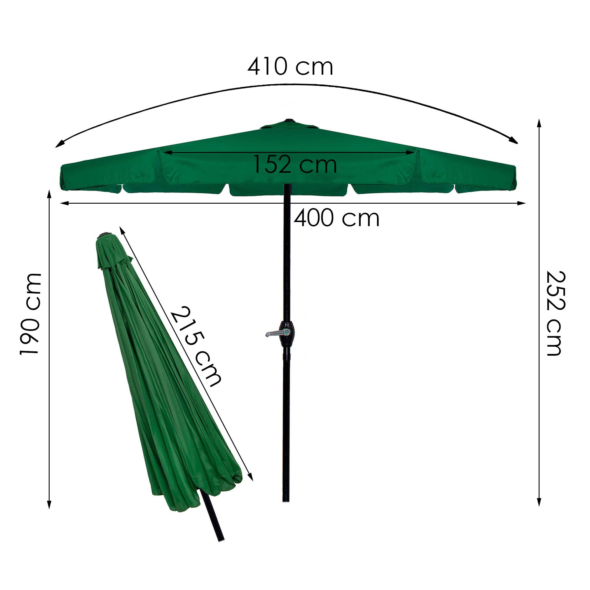 Záhradný slnečník 400 cm s kľukou S-GU0031