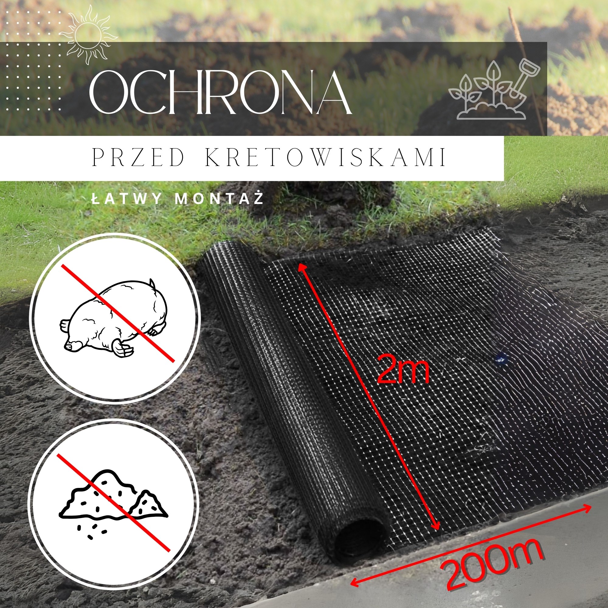 Sieť proti krtkom 2 × 200 m 30 g/m? S-AN0001