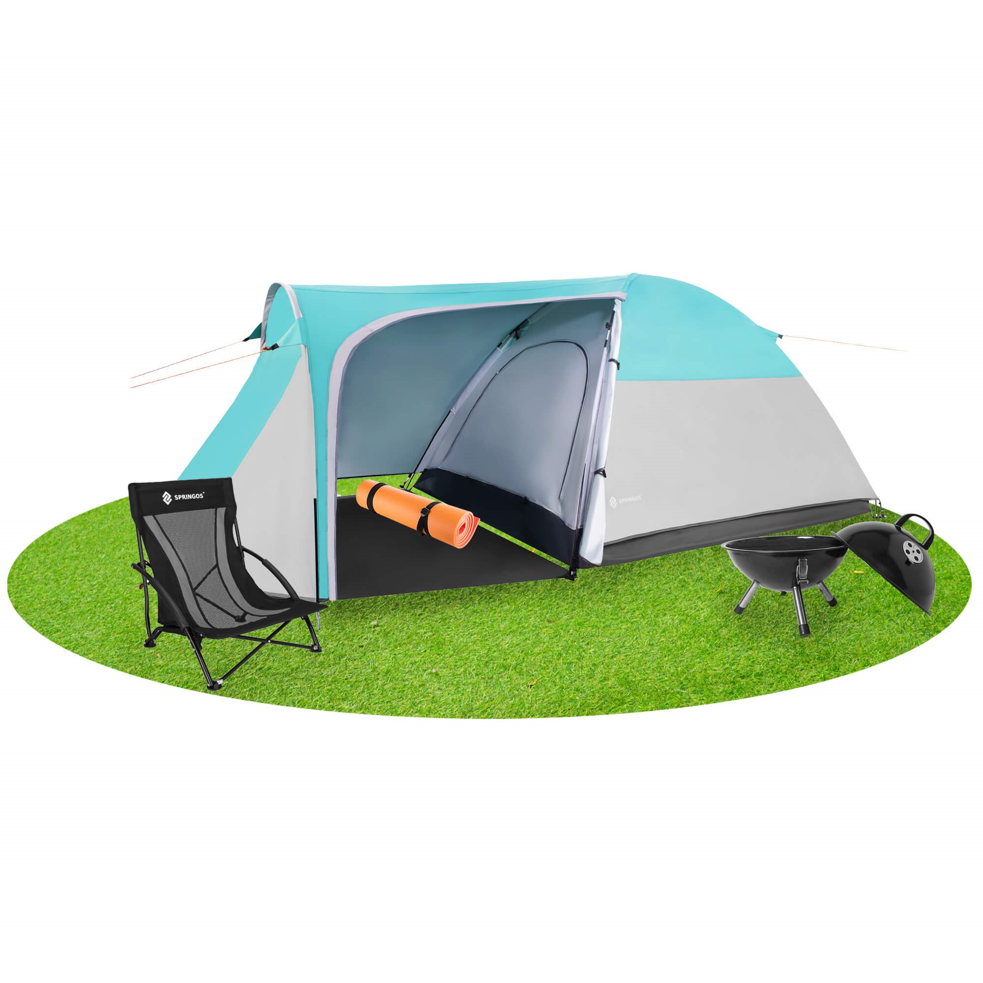 Kempingový stan pre 3 osoby s predsieňou Springos PT029, 130 cm, 125 CM S-PT029