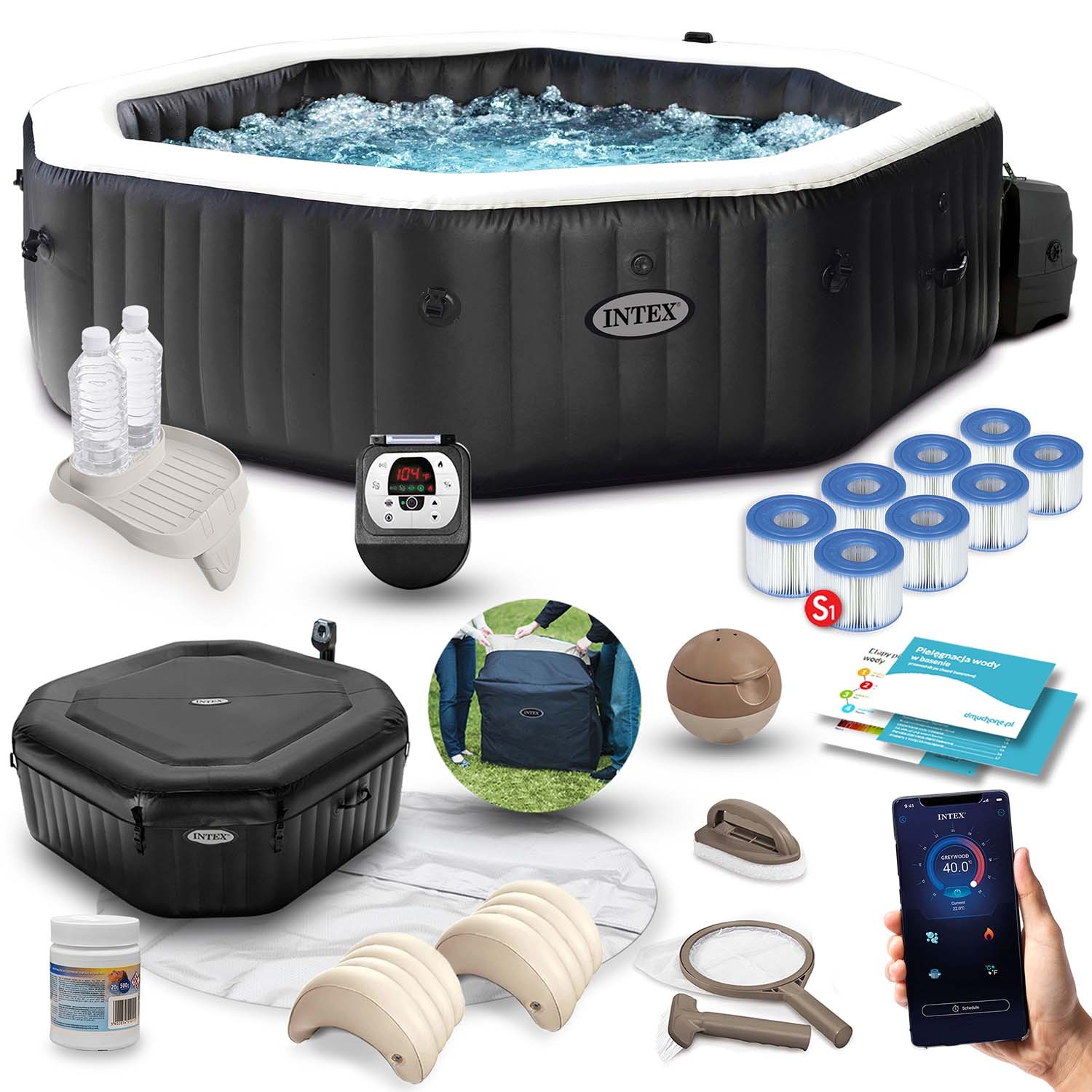 Nafukovacie SPA s hydromasážou pre 4 osoby set INTEX 28458