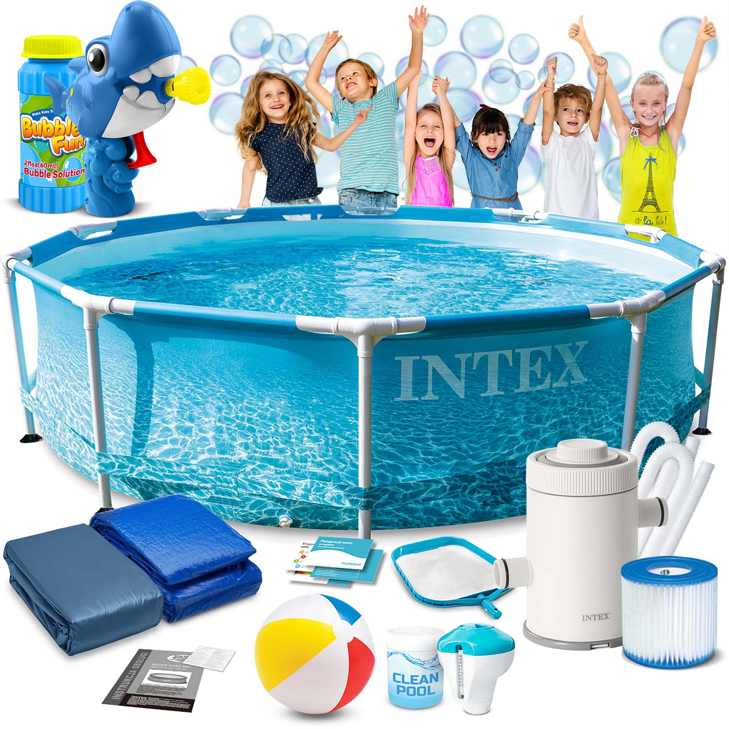 Bazén s rámom 305x76 cm 16v1 INTEX 28208 + strojček na bubliny ZADARMO