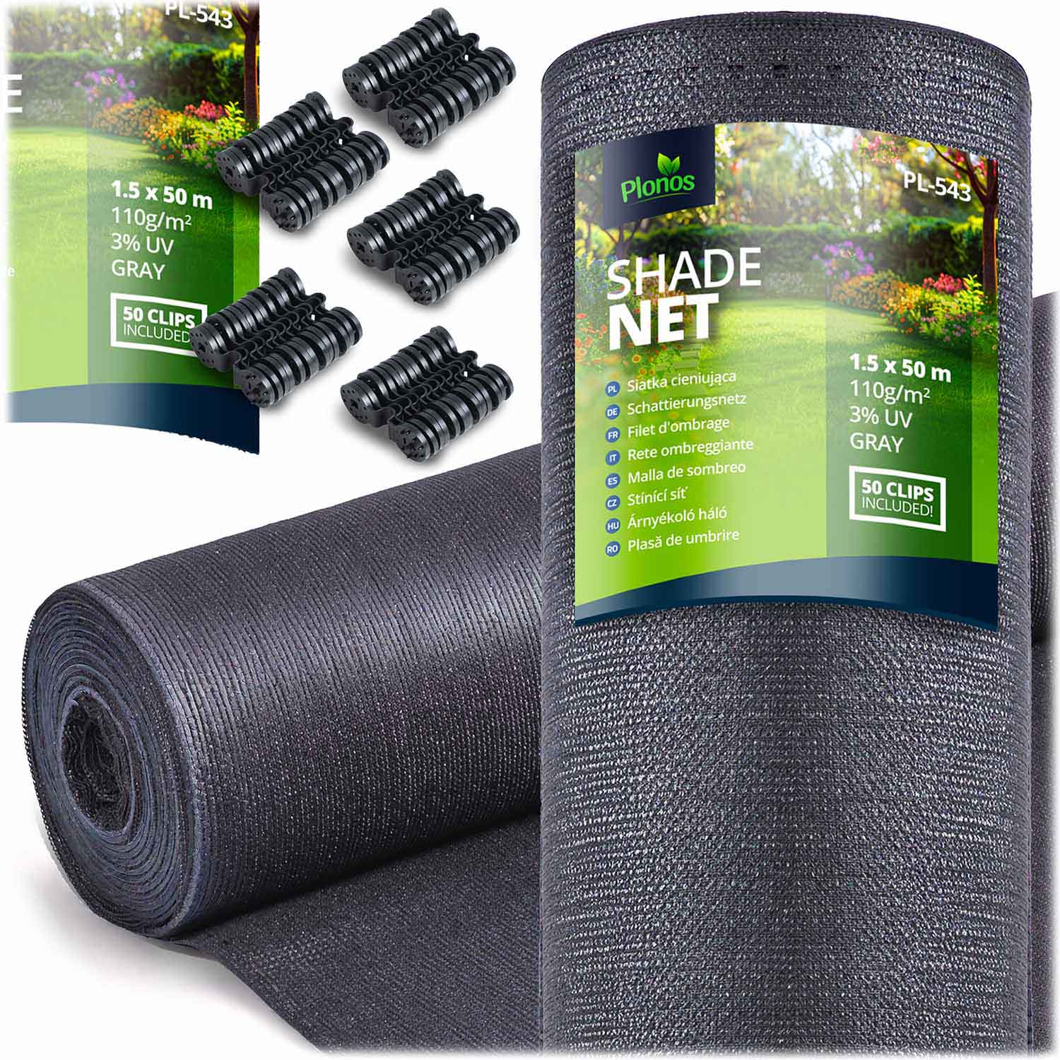 Plonos Tieniaca sieť 1,5x50m 110g/m2 + 50 svoriek sivá