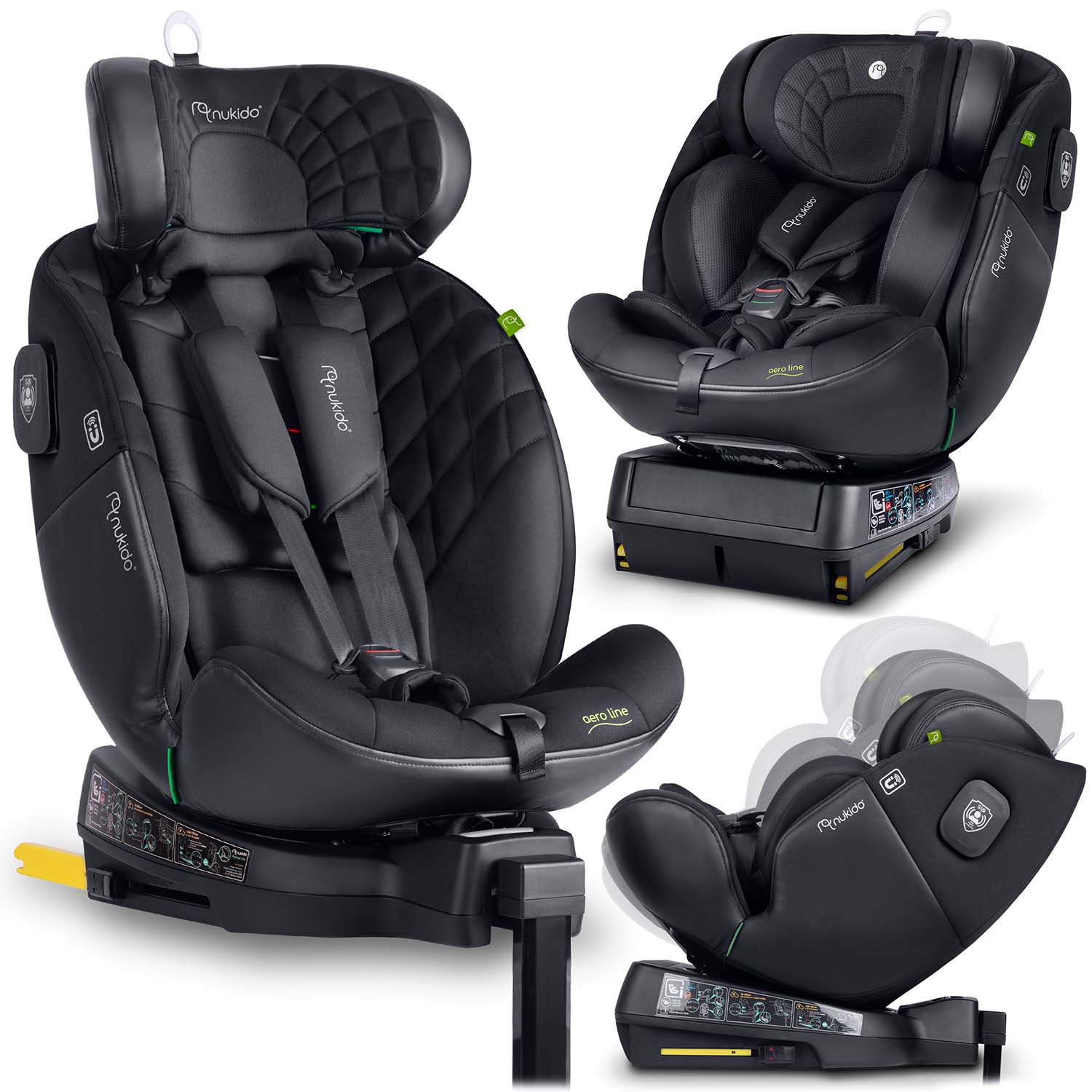Detská autosedačka Nukido Aero Line čierna 0-36 kg ISOFIX