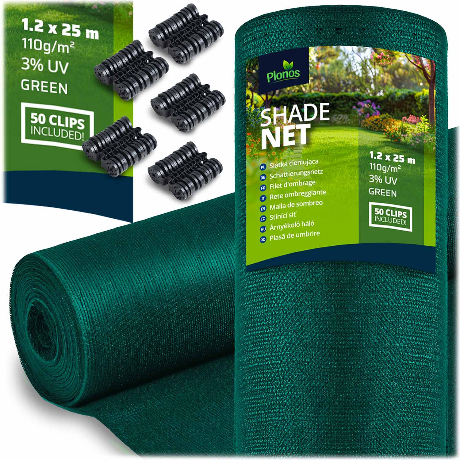 Plonos Tieniaca sieť 1,2x25m 110g/m2 + 50 svoriek zelená