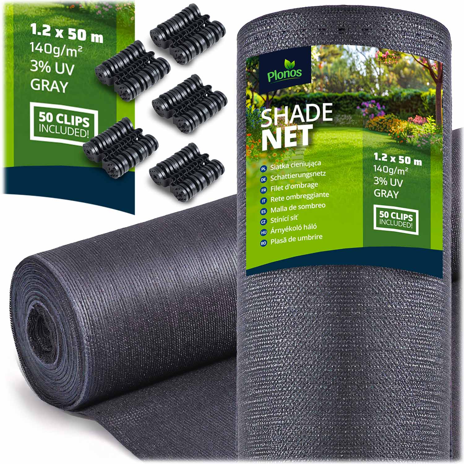 Plonos Tieniaca sieť 1,2x50m 140g/m2 + 50 svoriek šedá