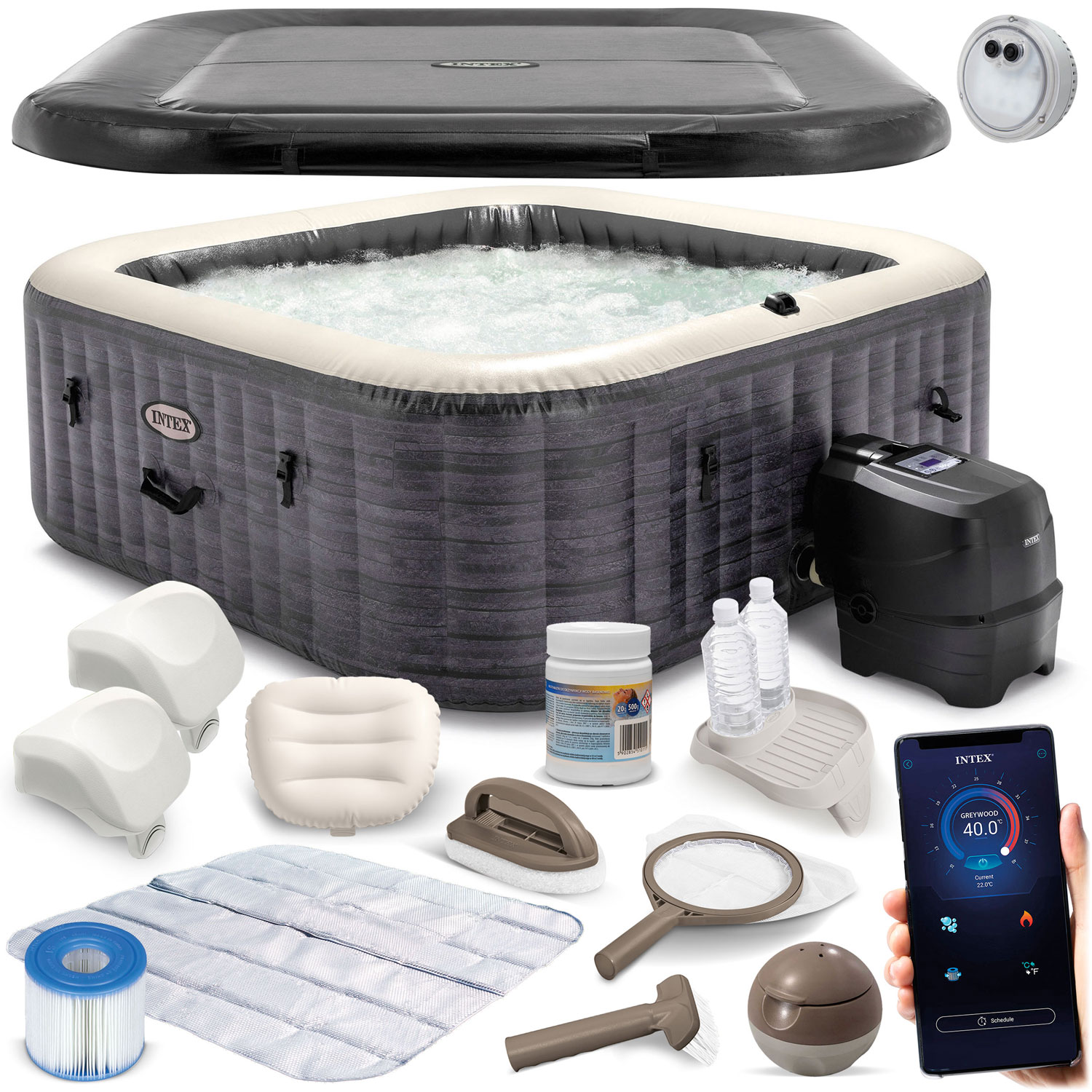Nafukovacia vírivka s hydromasážou pre 6 osôb INTEX 28452 Hydromasáž 28452NP LED APLIKÁCIA