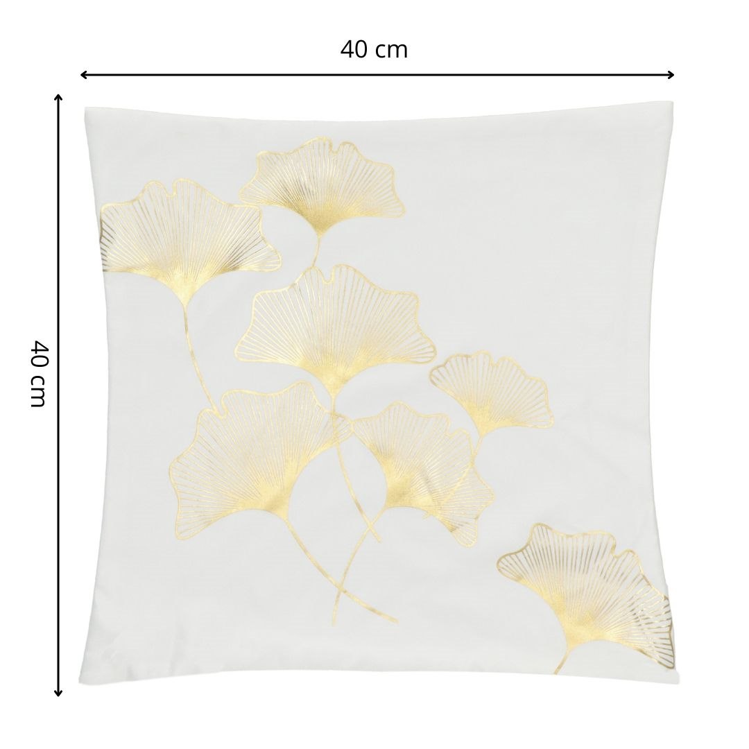 Bavlnená dekoračná obliečka na vankúš 40 × 40 cm so zipsom, zlaté listy S-CA1271
