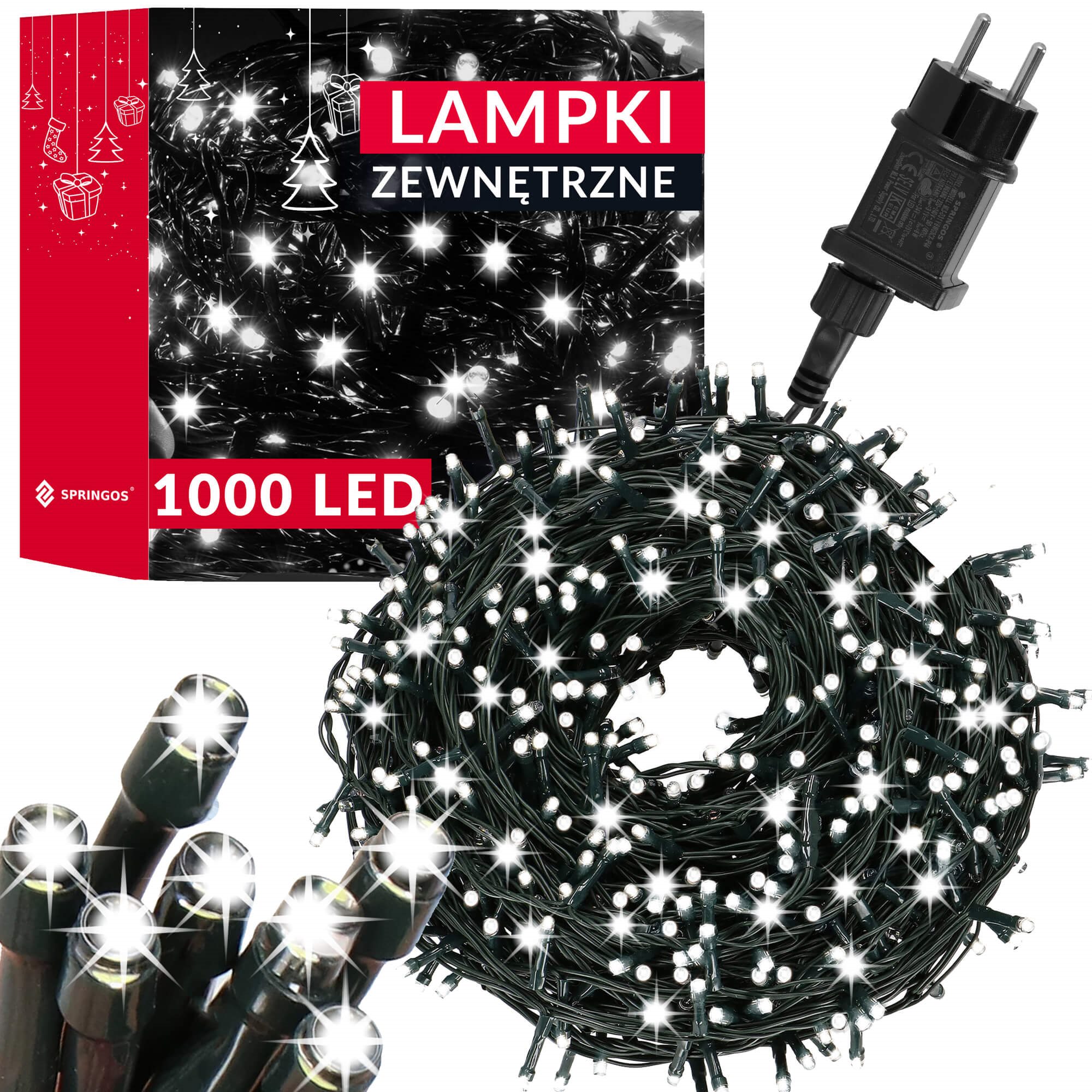 Vianočné LED svetielka 1000 LED 50 m studená biela S-CL1000