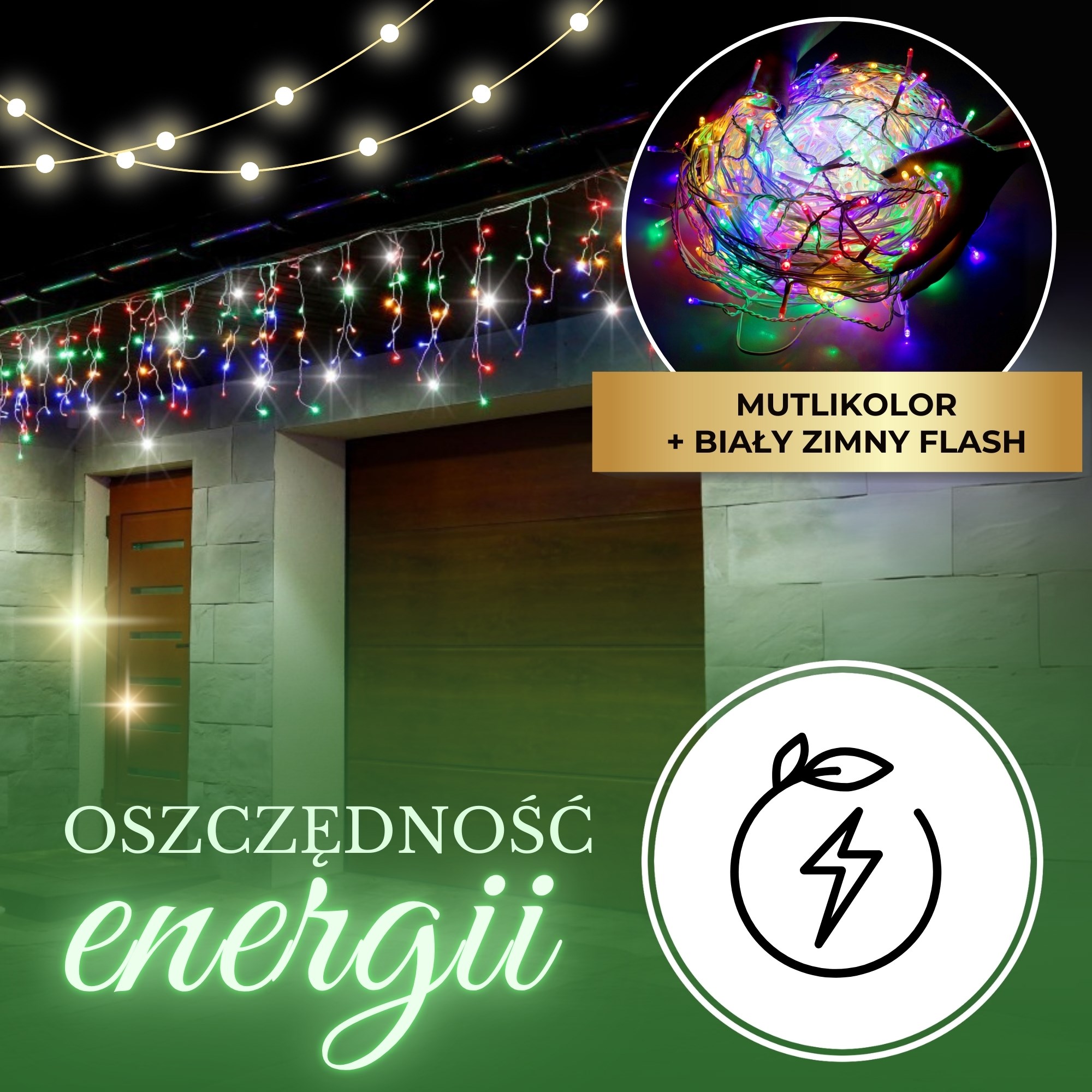 Vianočná svetelná reťaz cencúle 500 LED flash 20 m S-CL0519