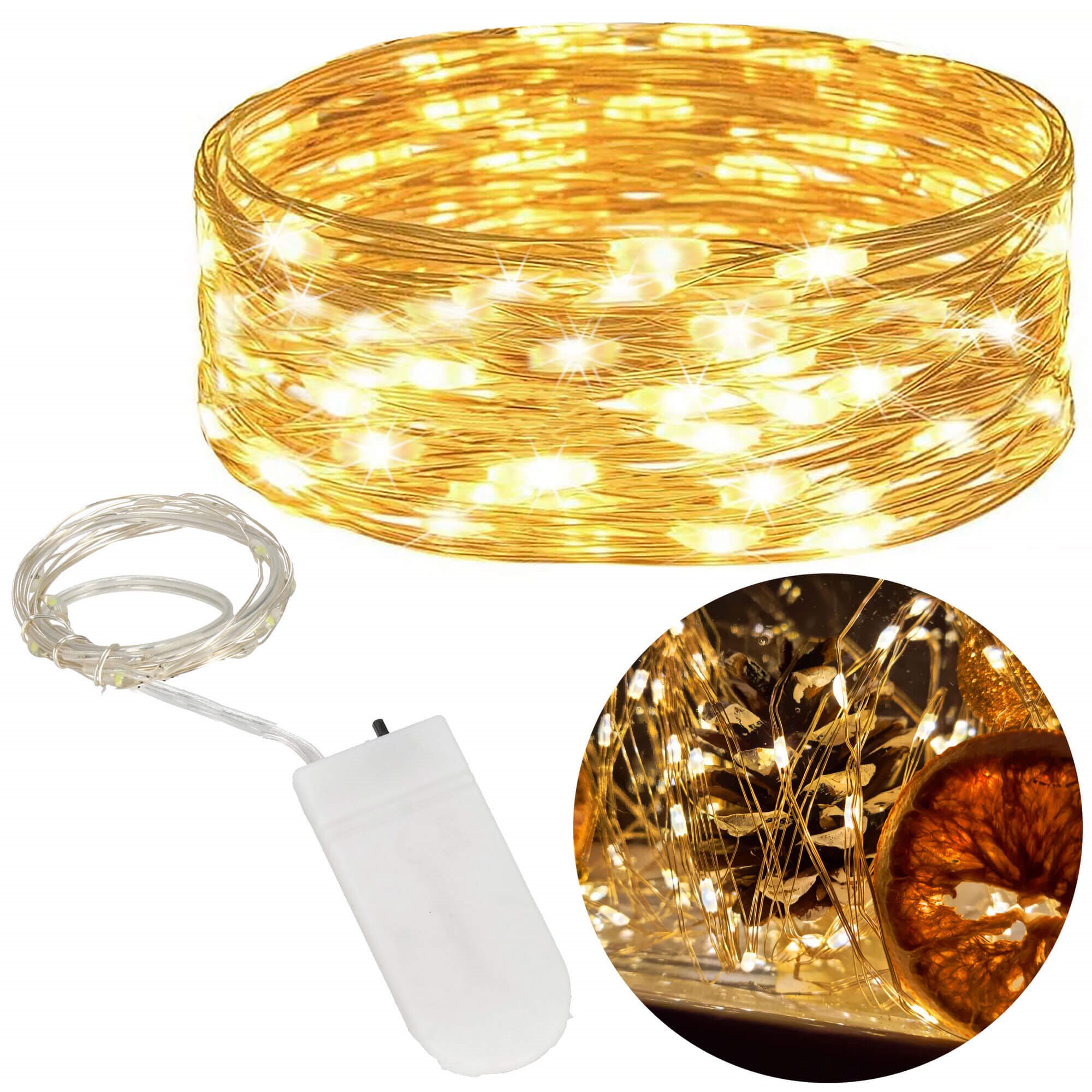LED svetelná reťaz na batérie 10 LED, teplá biela, 1 m S-CL4025