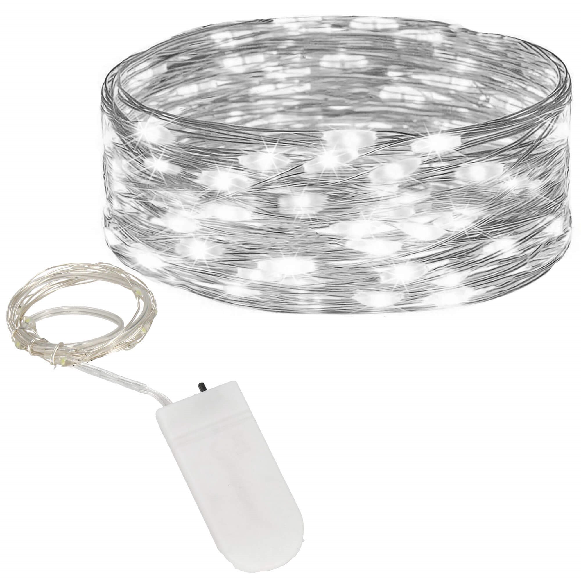 LED svetelná reťaz na batérie 10 LED, studená biela, 1 m S-CL4026
