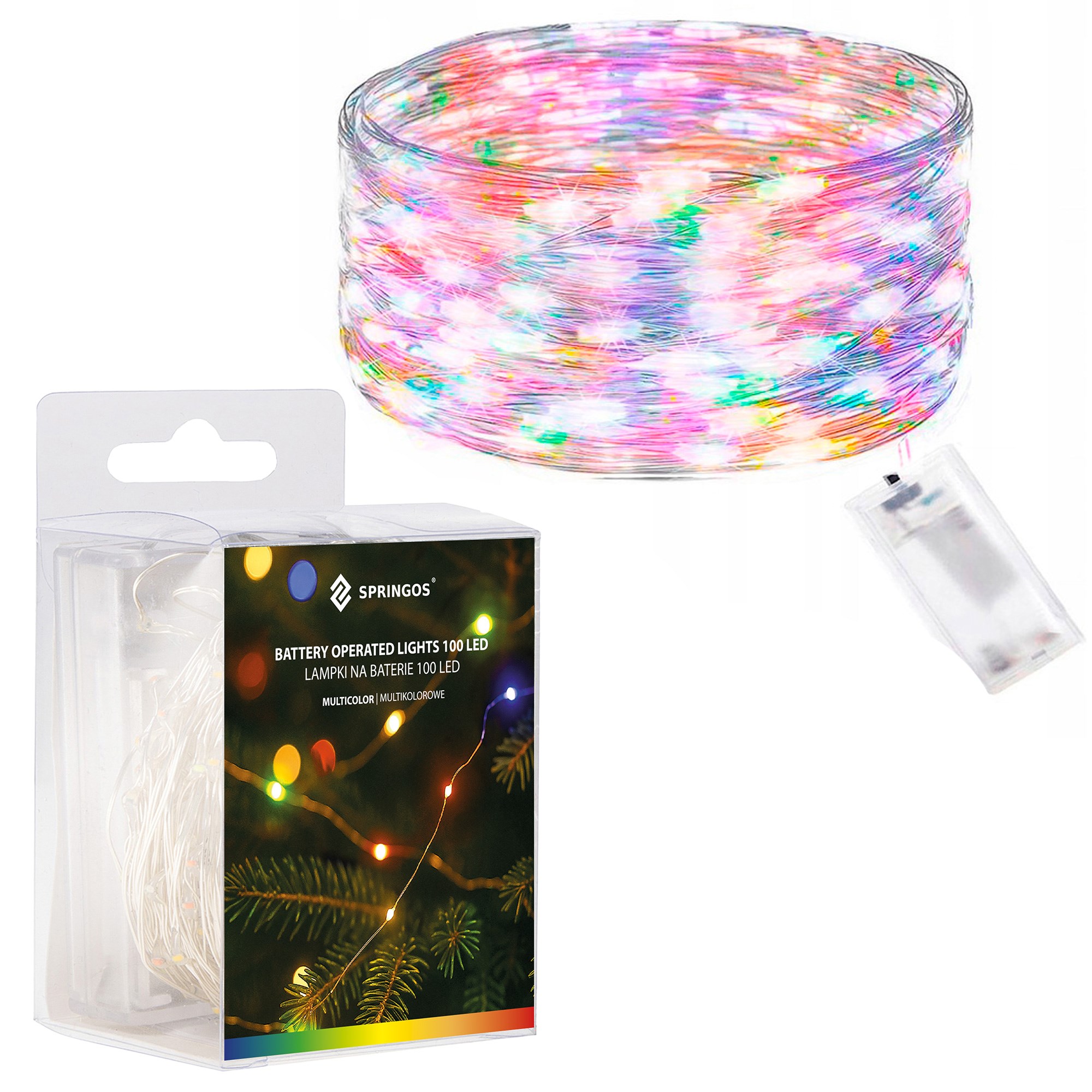 Farebná LED svetelná reťaz na batérie 100 LED S-CL0021