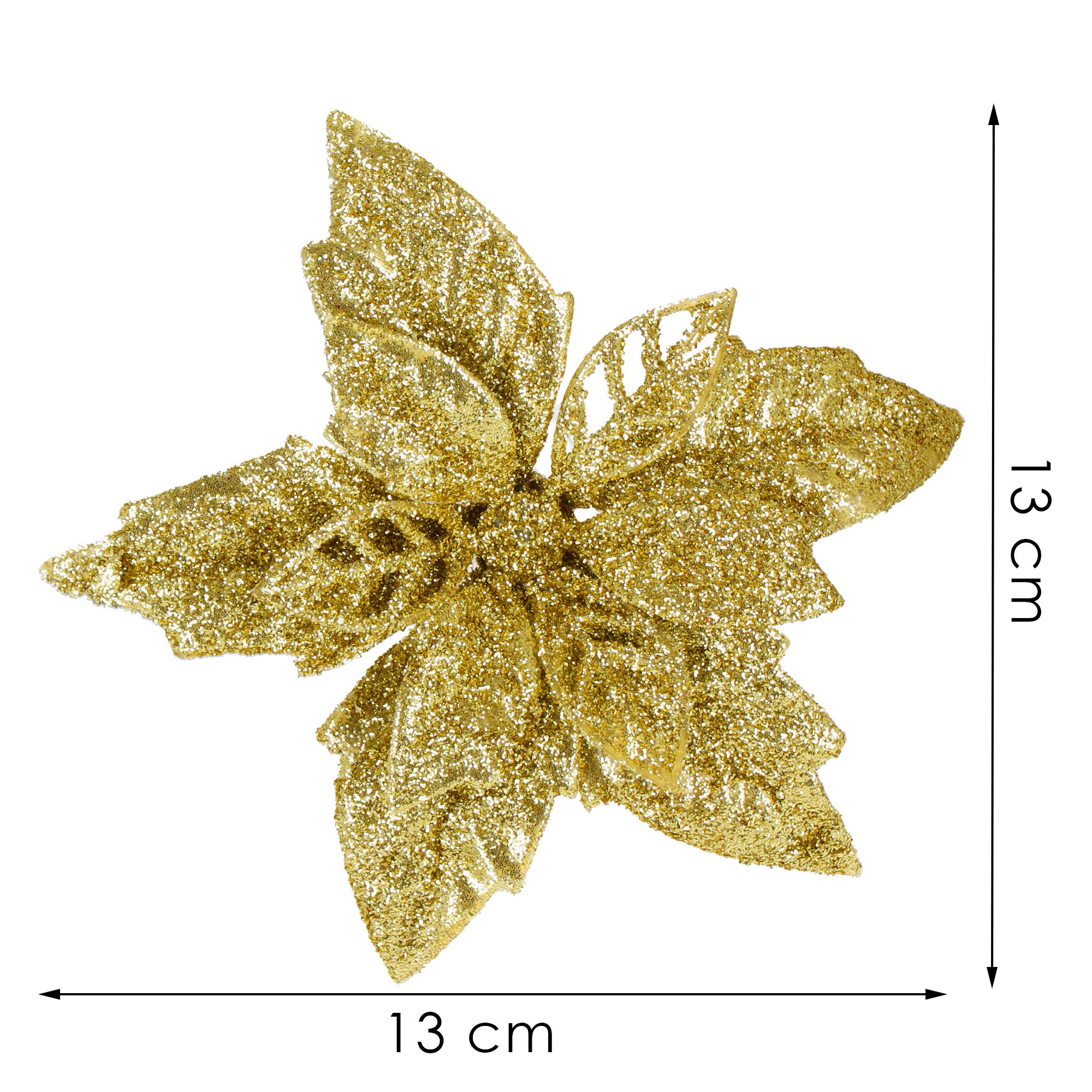 Vianočná ozdoba na stromček zlatý kvet 12 cm S-CA1291