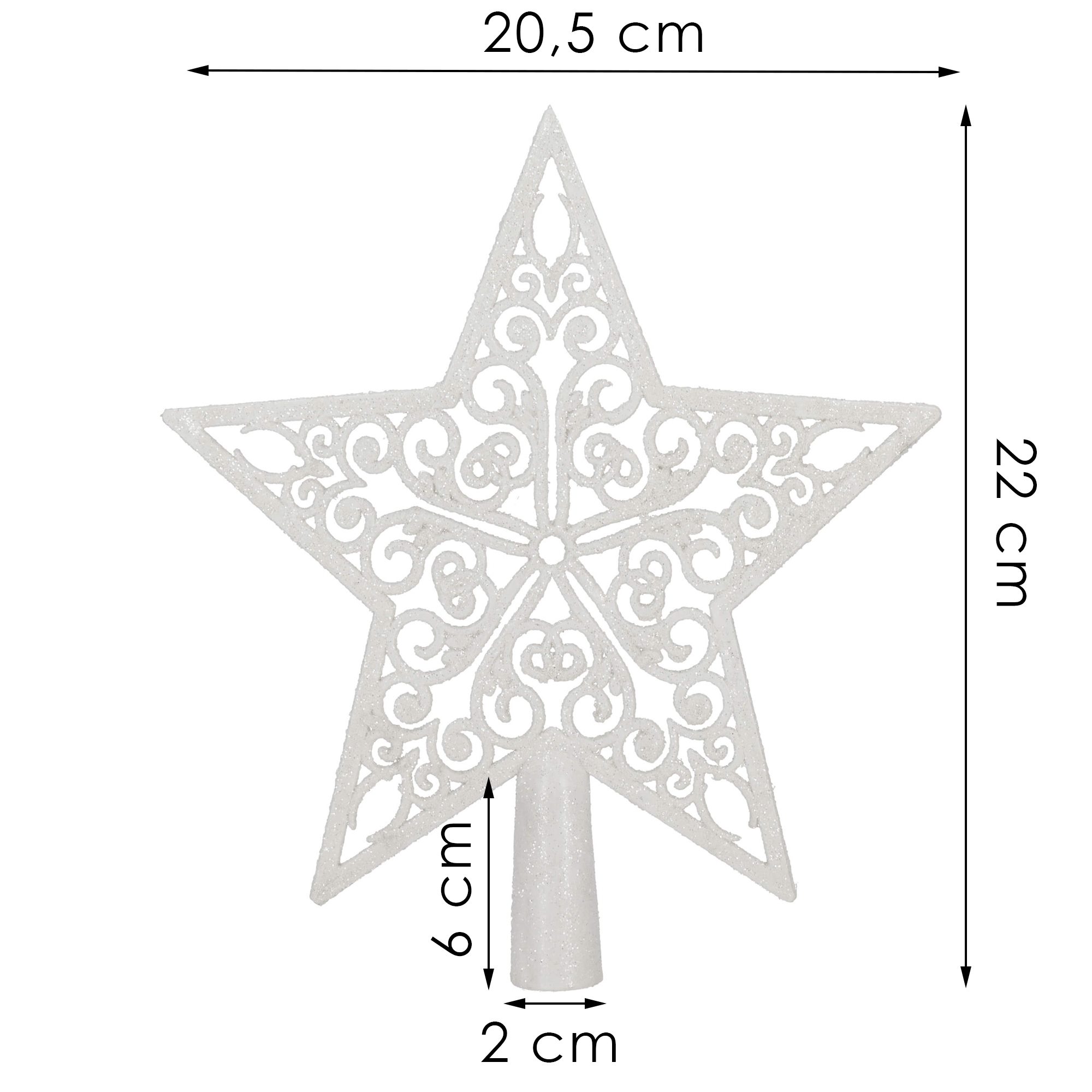 Vianočná ozdoba hviezda biela trblietavá 20,5 × 21,5 cm S-CA1278