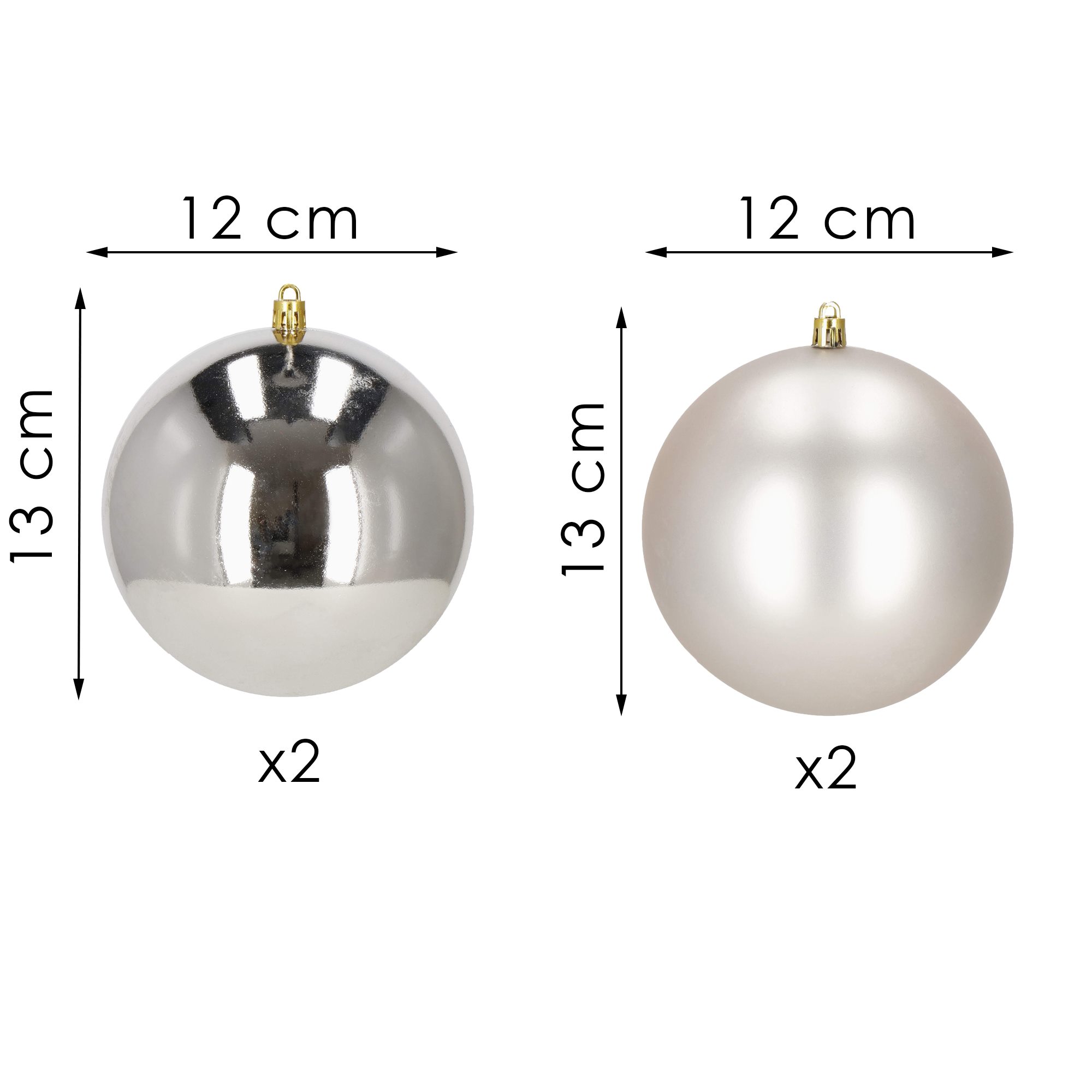 Nerozbitné vianočné gule 12 cm 4 ks strieborné S-CA1183