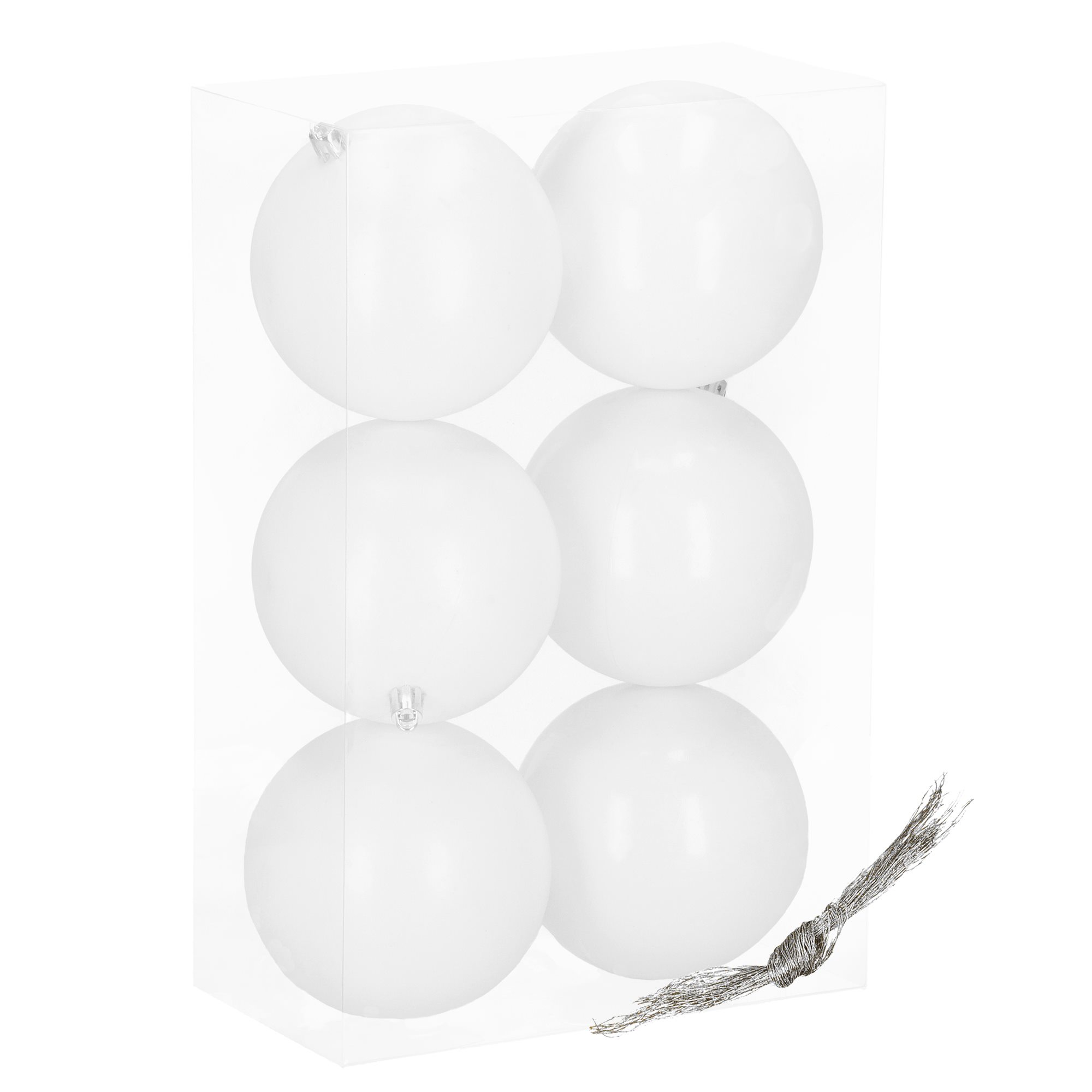 Nerozbitné vianočné gule biele 10 cm 6 ks S-CA1189