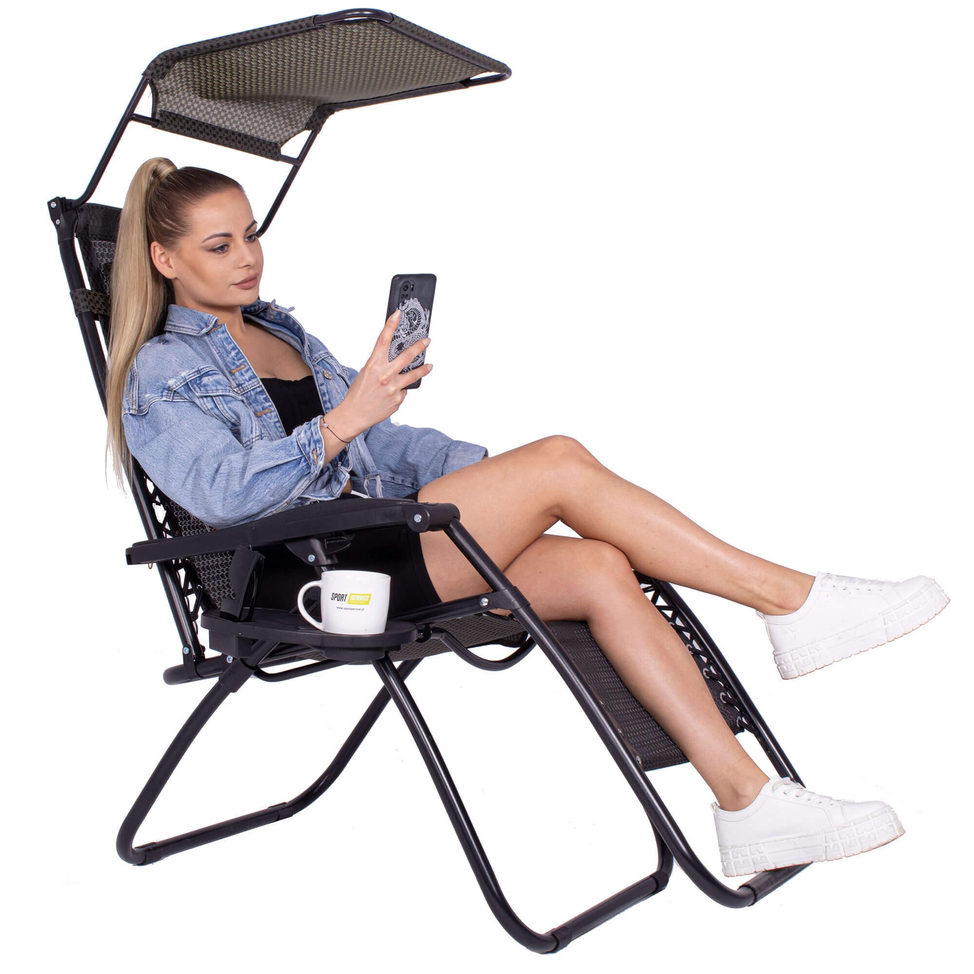 Polohovacie záhradné lehátko Zero Gravity so strieškou S-GC0029