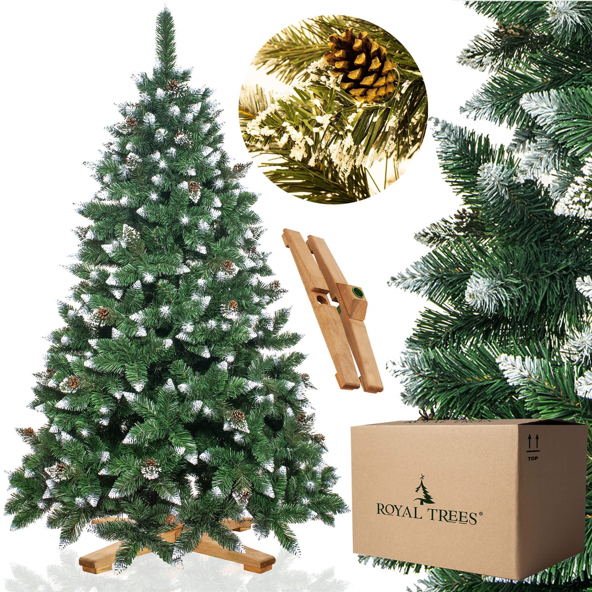 Umelý vianočný stromček borovica 220 cm so šiškami a námrazou S-CT0191