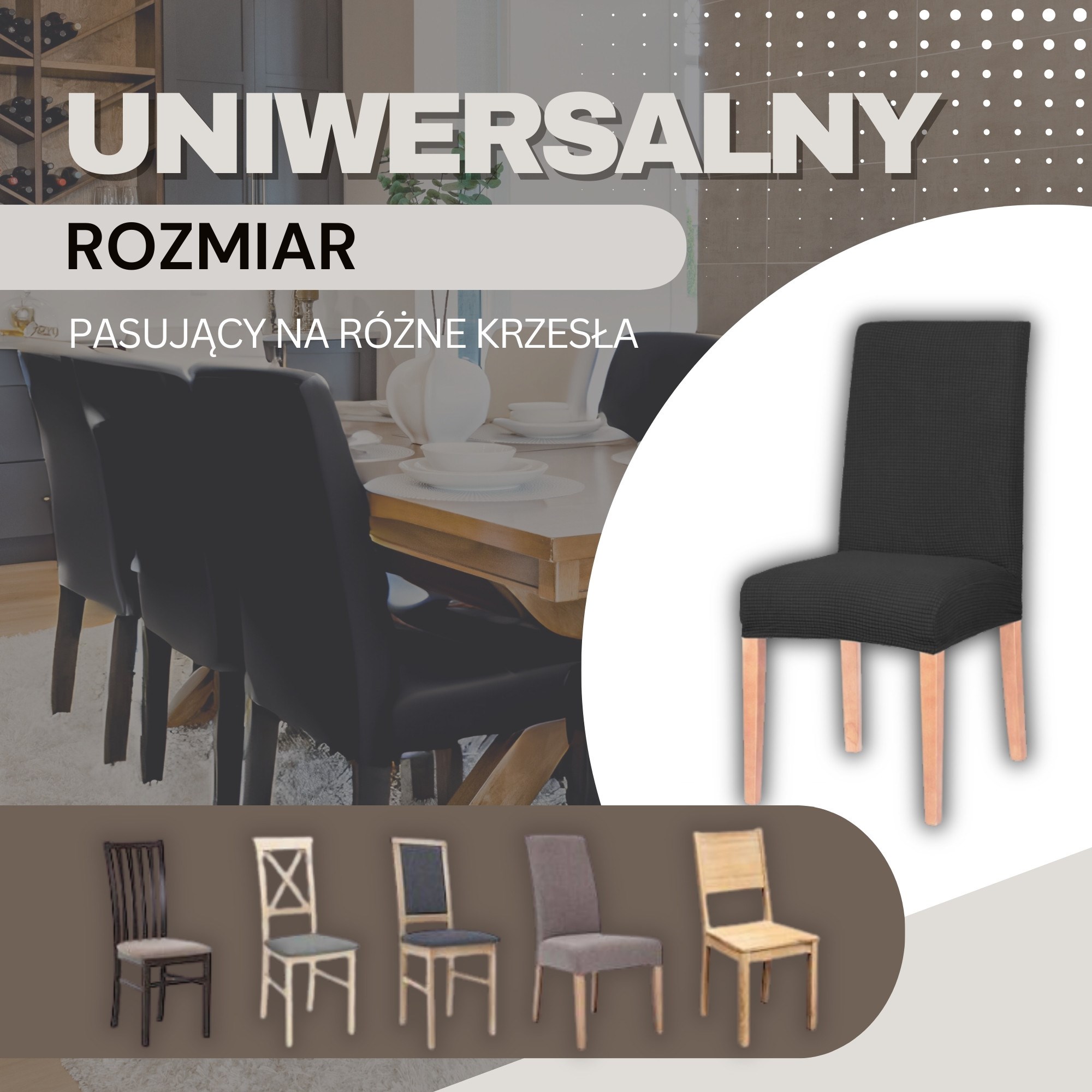 Elastický univerzálny poťah na stoličku kockovaný S-HA0051