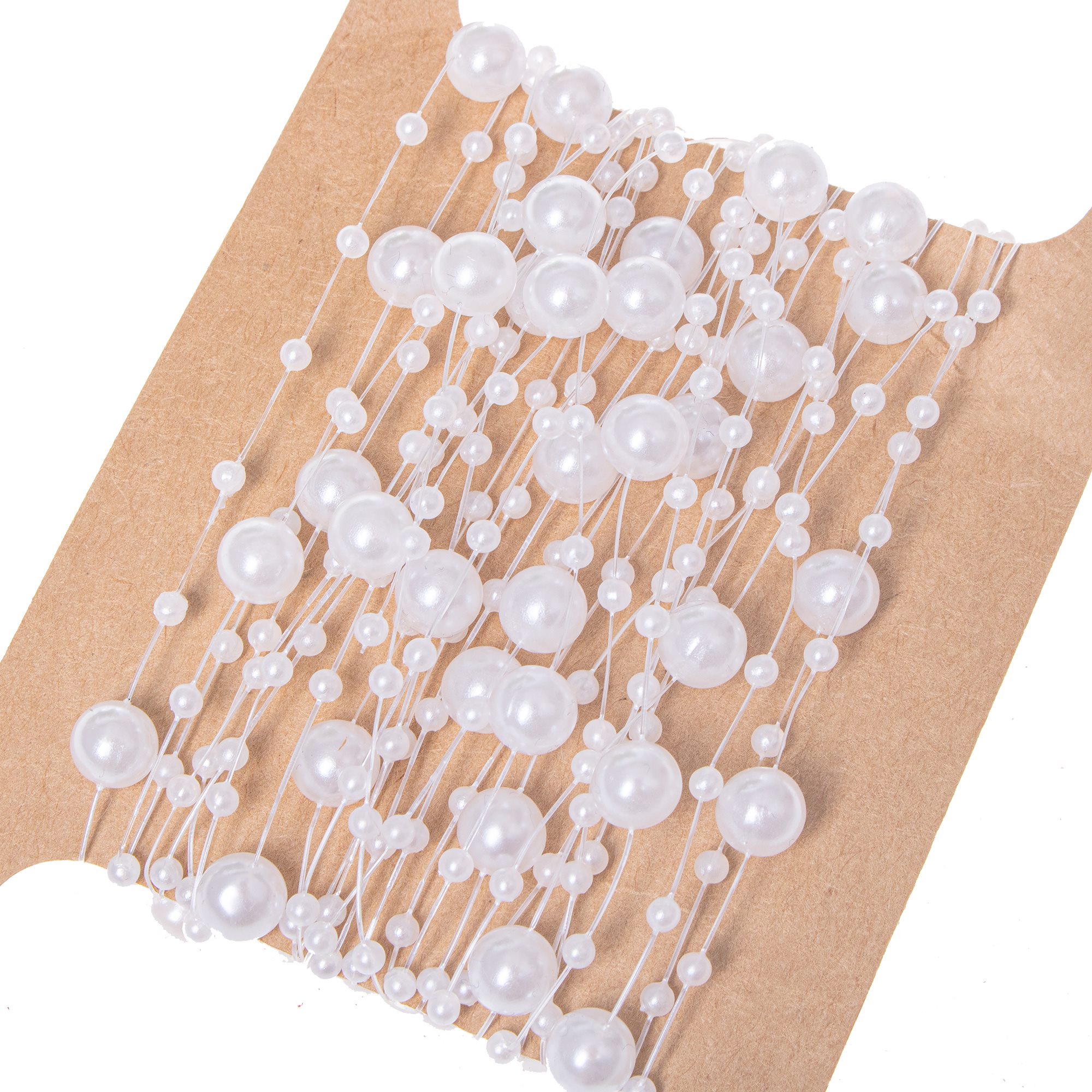 Perlová girlanda z umelých perál 5 m, biela 8 + 3 mm S-CA0210