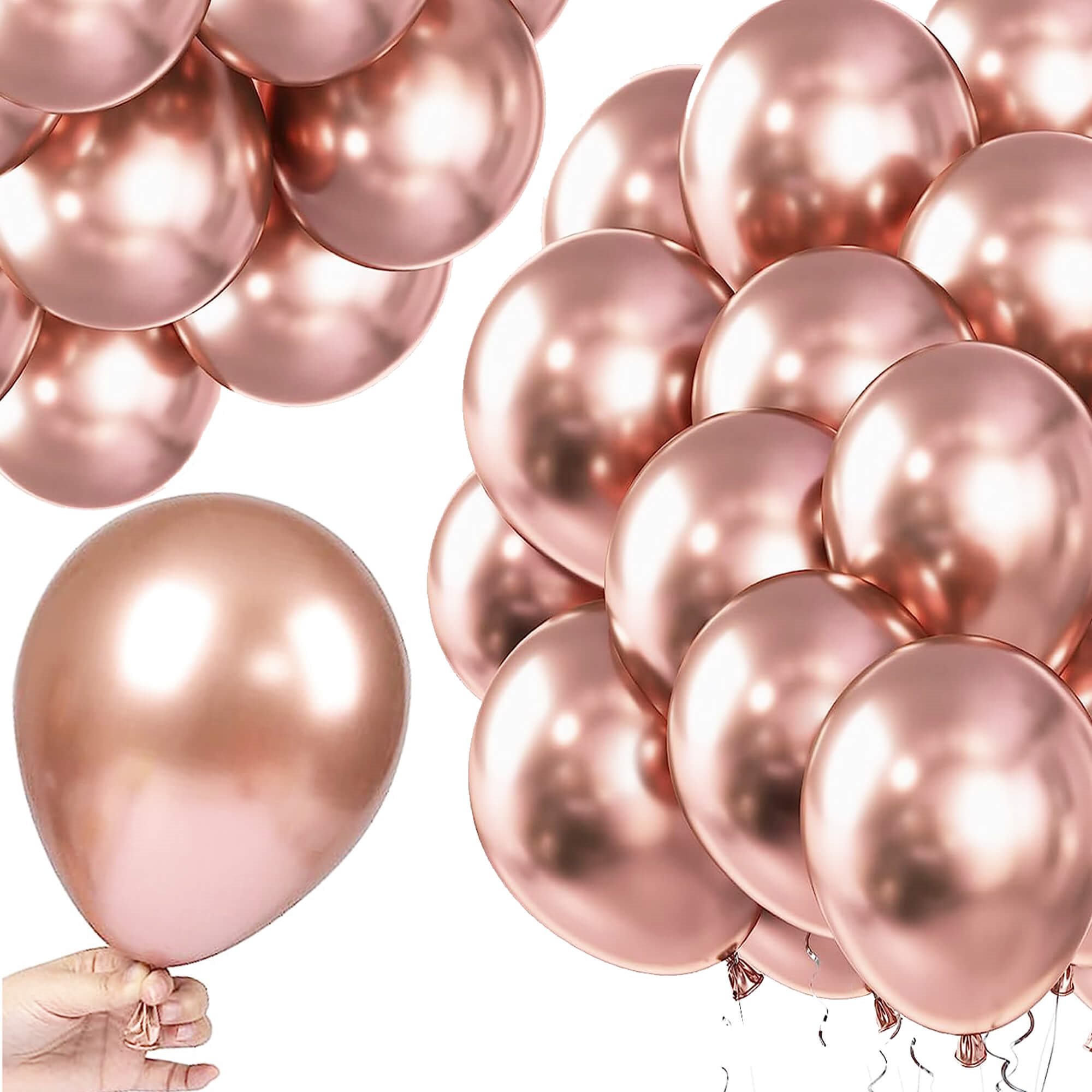 Latexové metalické balóny rose gold 100 ks S-PS0047