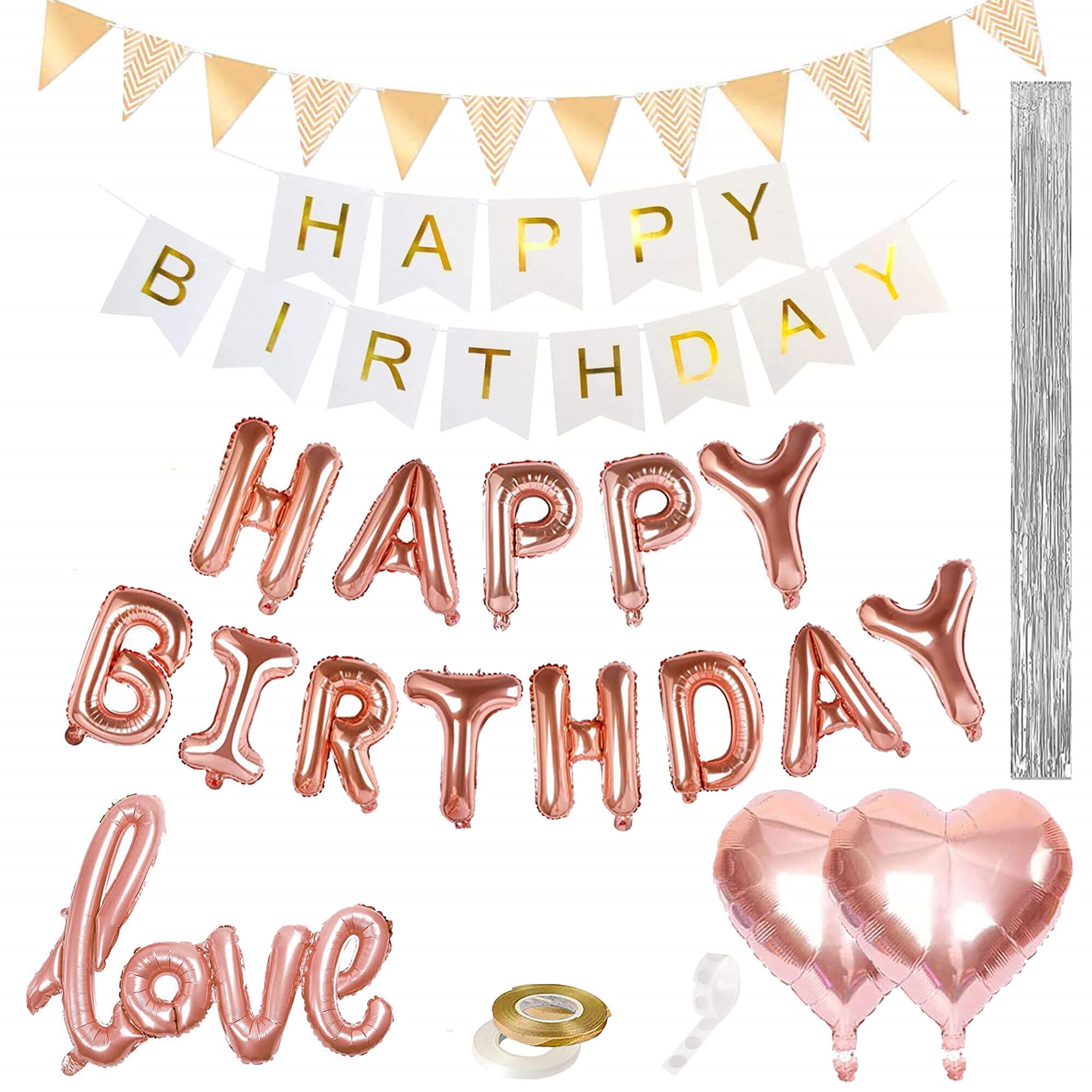 Narodeninová výzdoba Happy Birthday – sada 48 ks s balónmi, girlandou a oponou S-PS0035