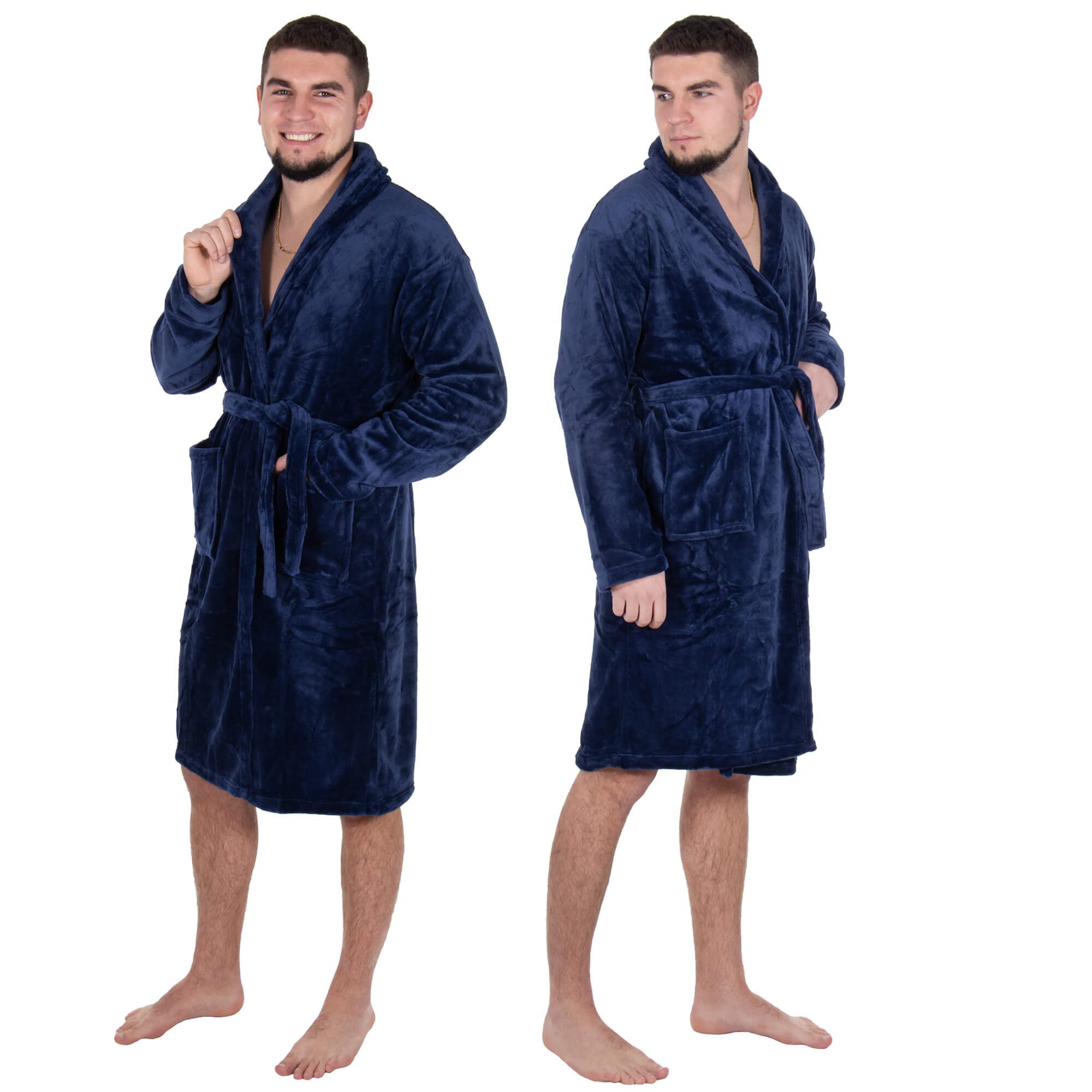 Pánsky plyšový župan tmavomodrý L/XL S-HA7380