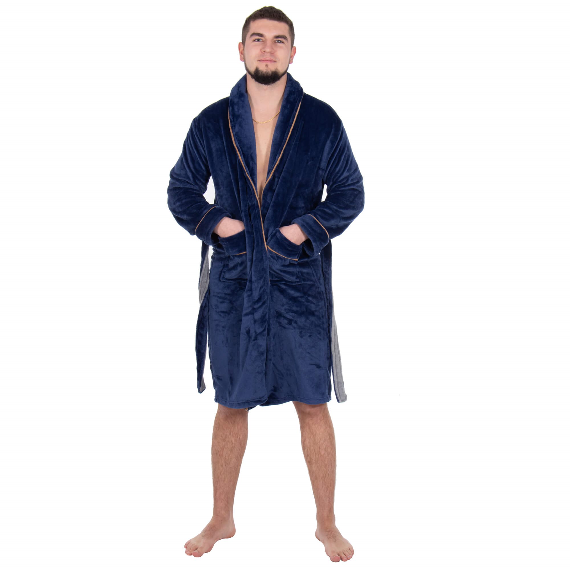 Plyšový župan L/XL s opaskom a vreckami S-HA7385