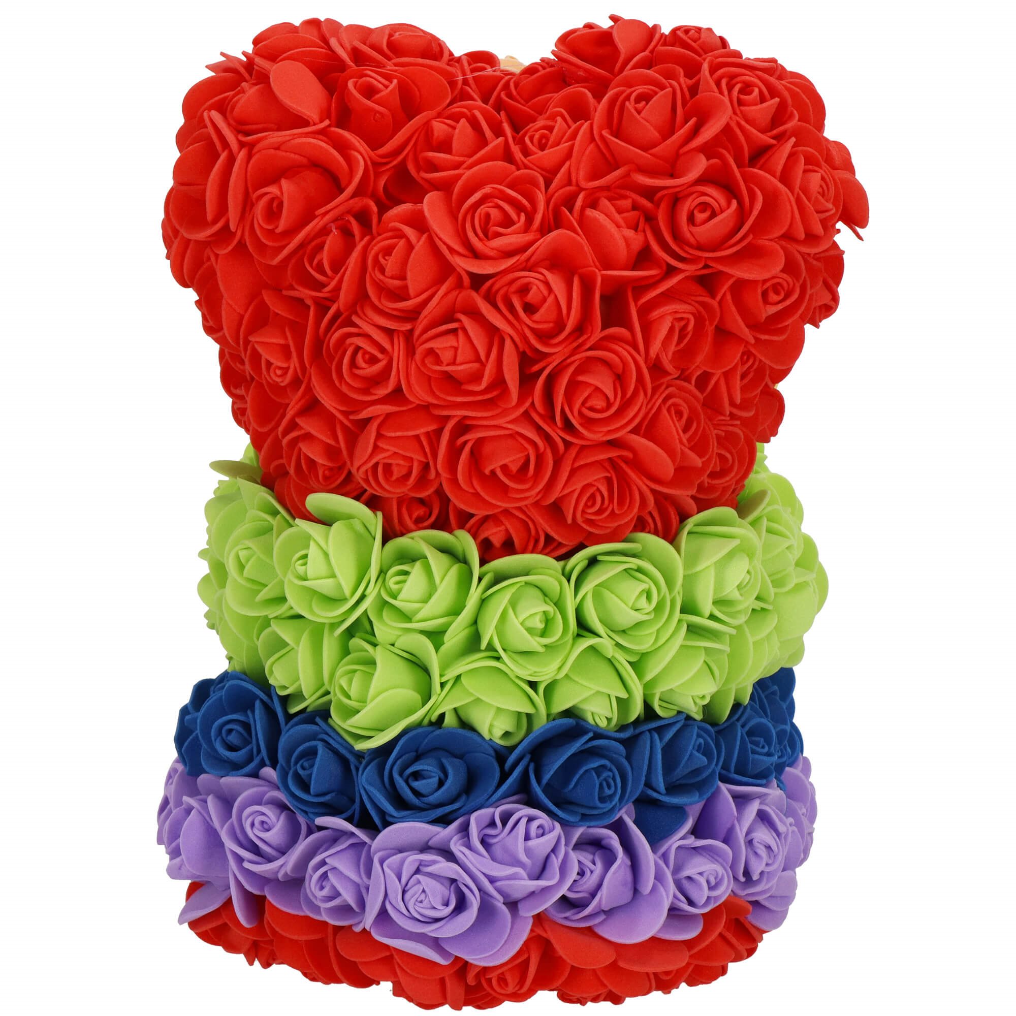 Medvedík z ruží 25 cm dúhový S-HA7394