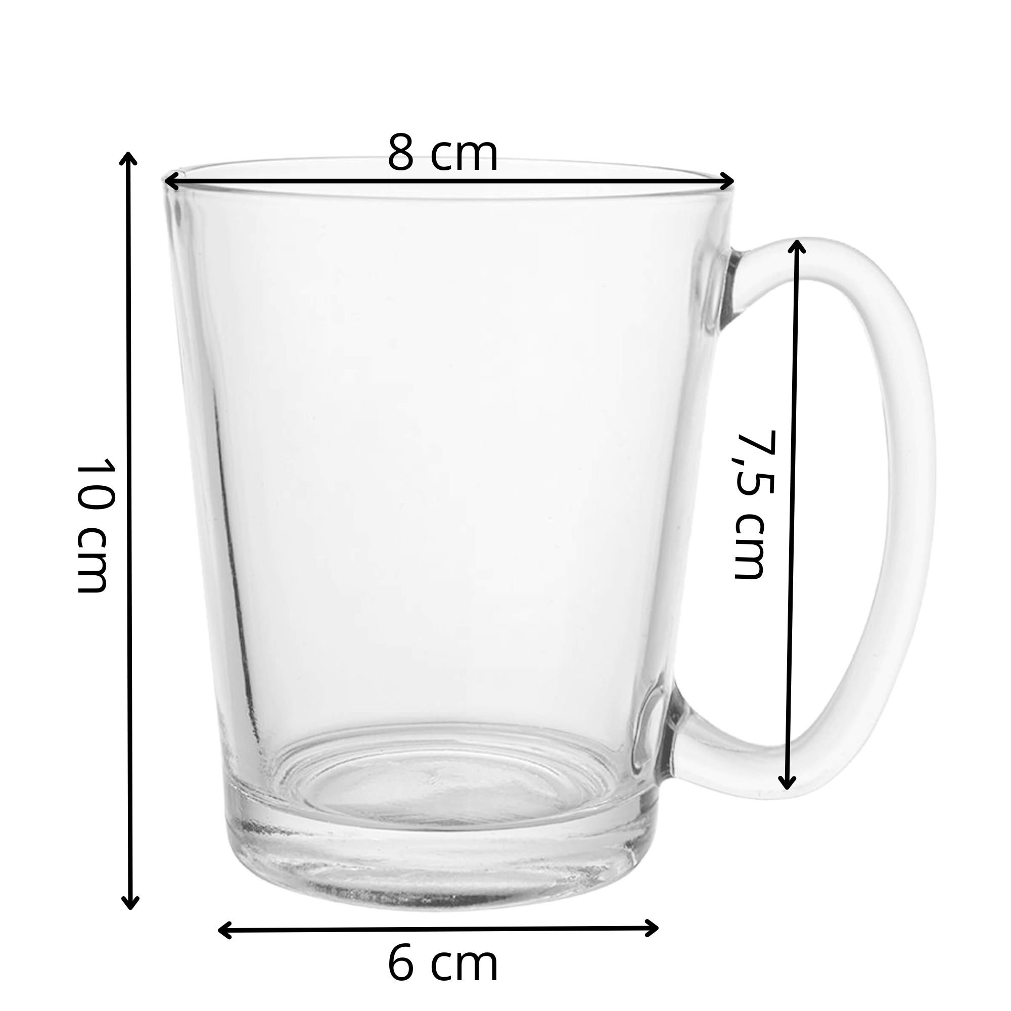 Sklenené poháre na latte s uškom 300 ml, 6 ks S-HA7497