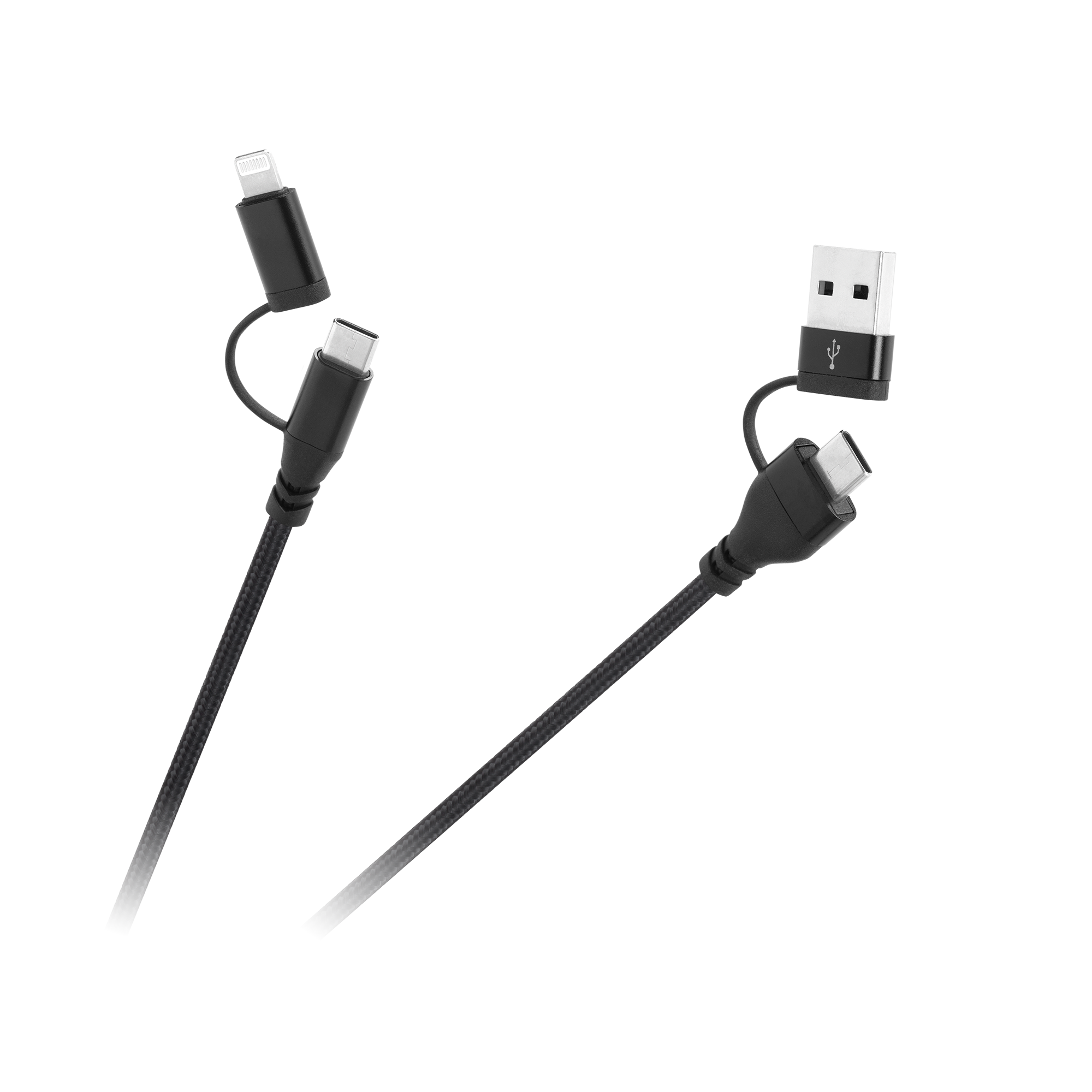 Multifunkčný nabíjací kábel USB A/USB-C na USB-C/Lightning 4v1 1 m L-KPO3943