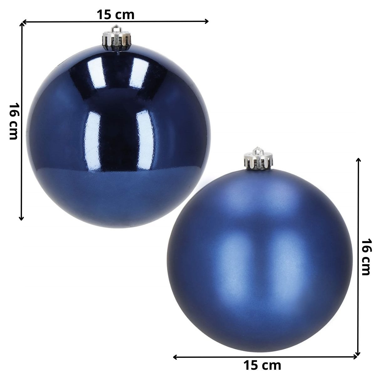 Nerozbitné vianočné gule na stromček 15 cm 2 ks tmavomodré S-CA1180