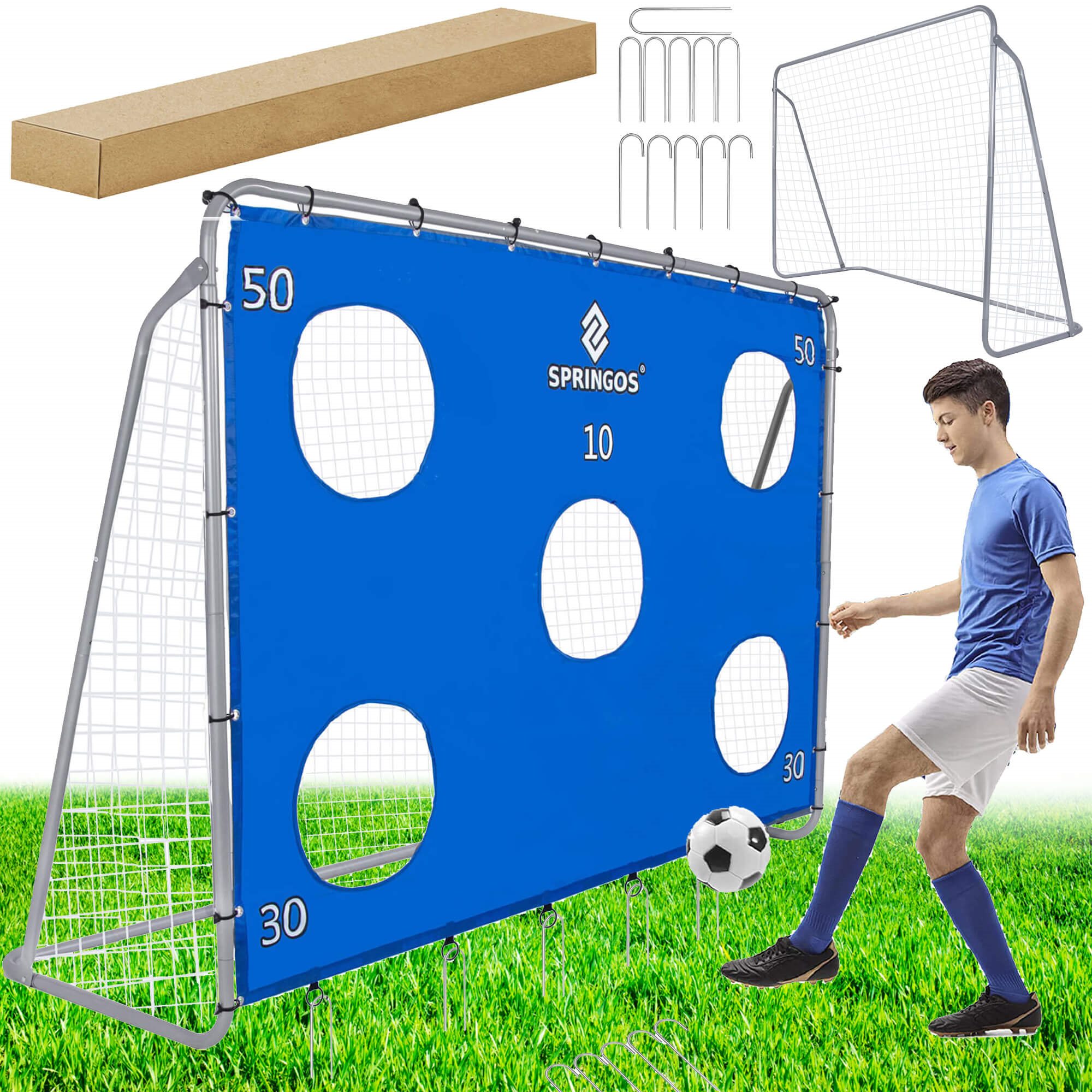 Futbalová bránka so sieťou a tréningovou plachtou 240 × 170 cm S-SG0010