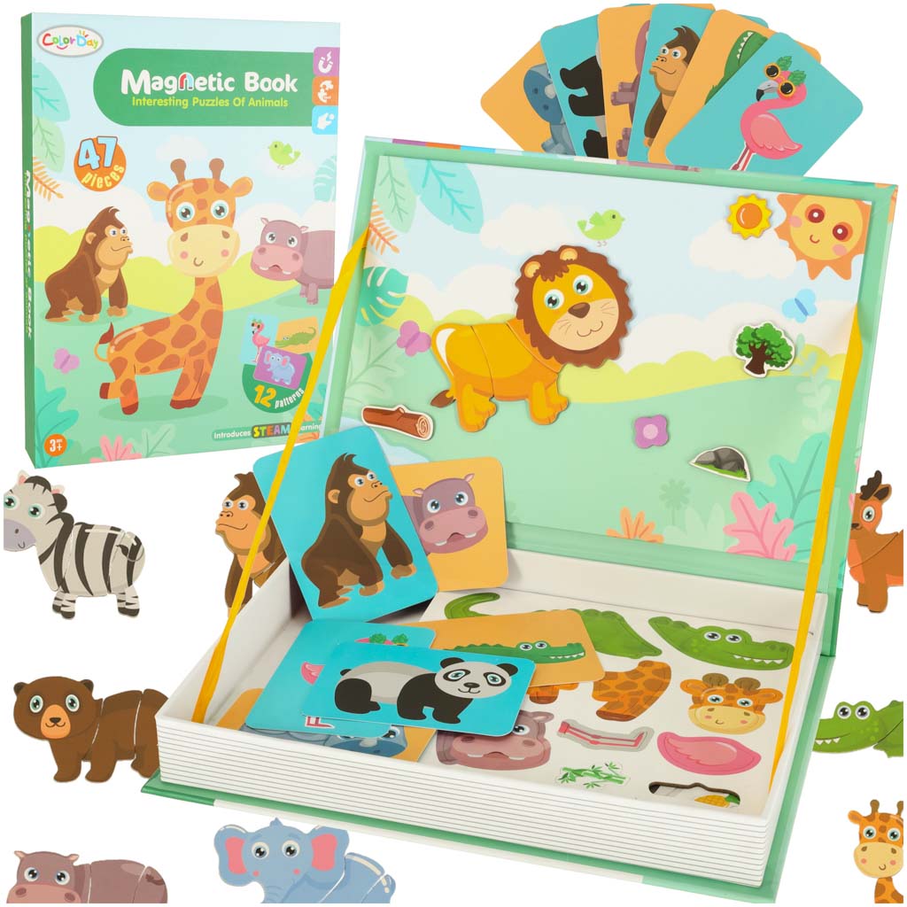Magnetické puzzle pre deti Safari zvieratá 47 dielov ik-KX5428_1