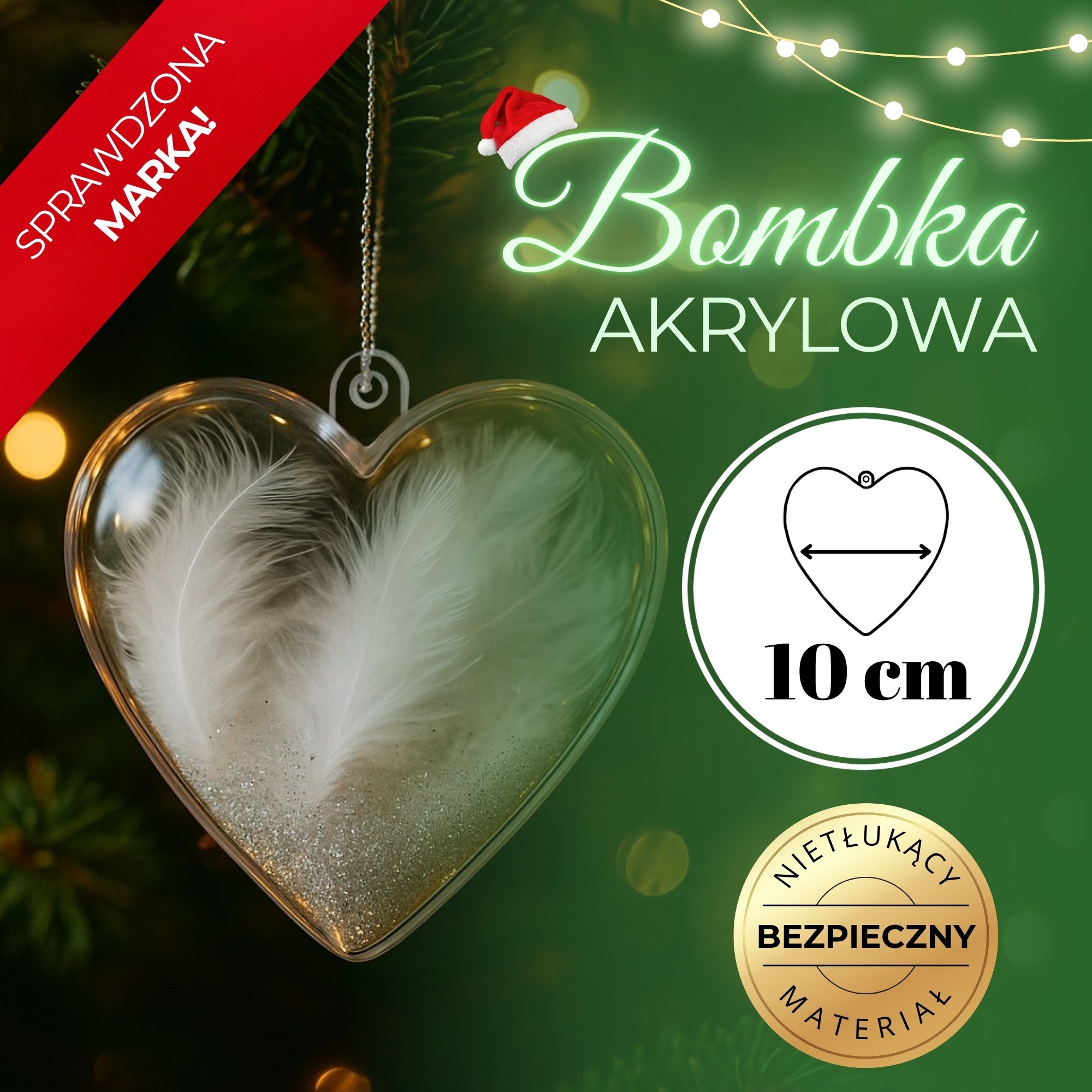 Akrylové srdce na dekorovanie 10 cm S-CA2009