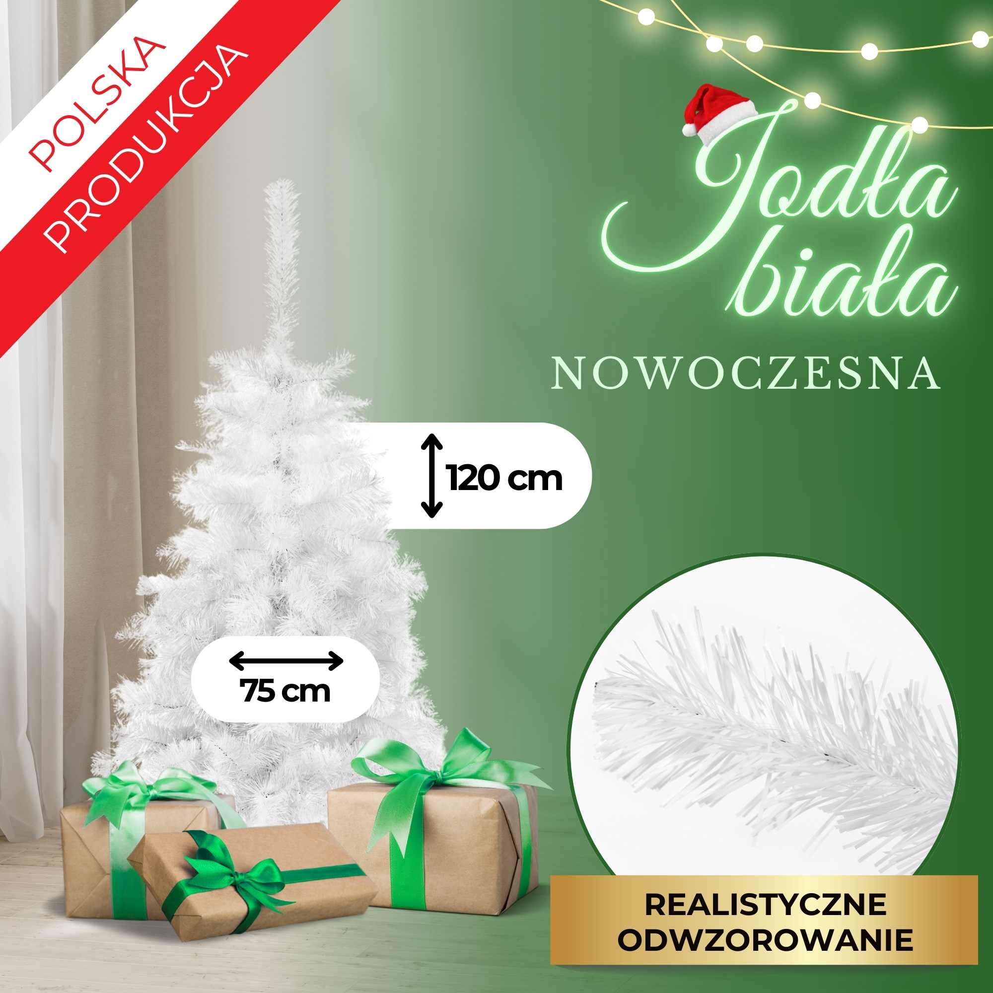 Umelý biely vianočný stromček – jedľa 120 cm S-CT0228