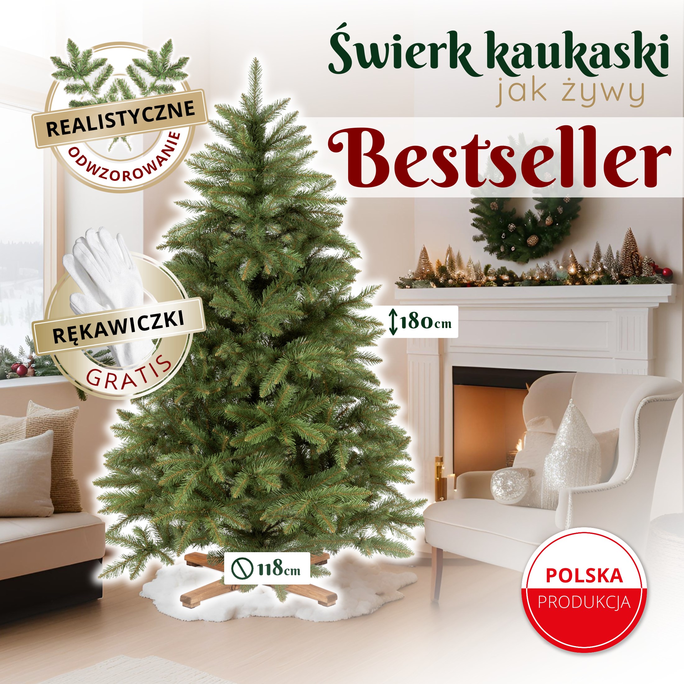 Umelý vianočný stromček Škandinávsky smrek 180 cm S-CT0241
