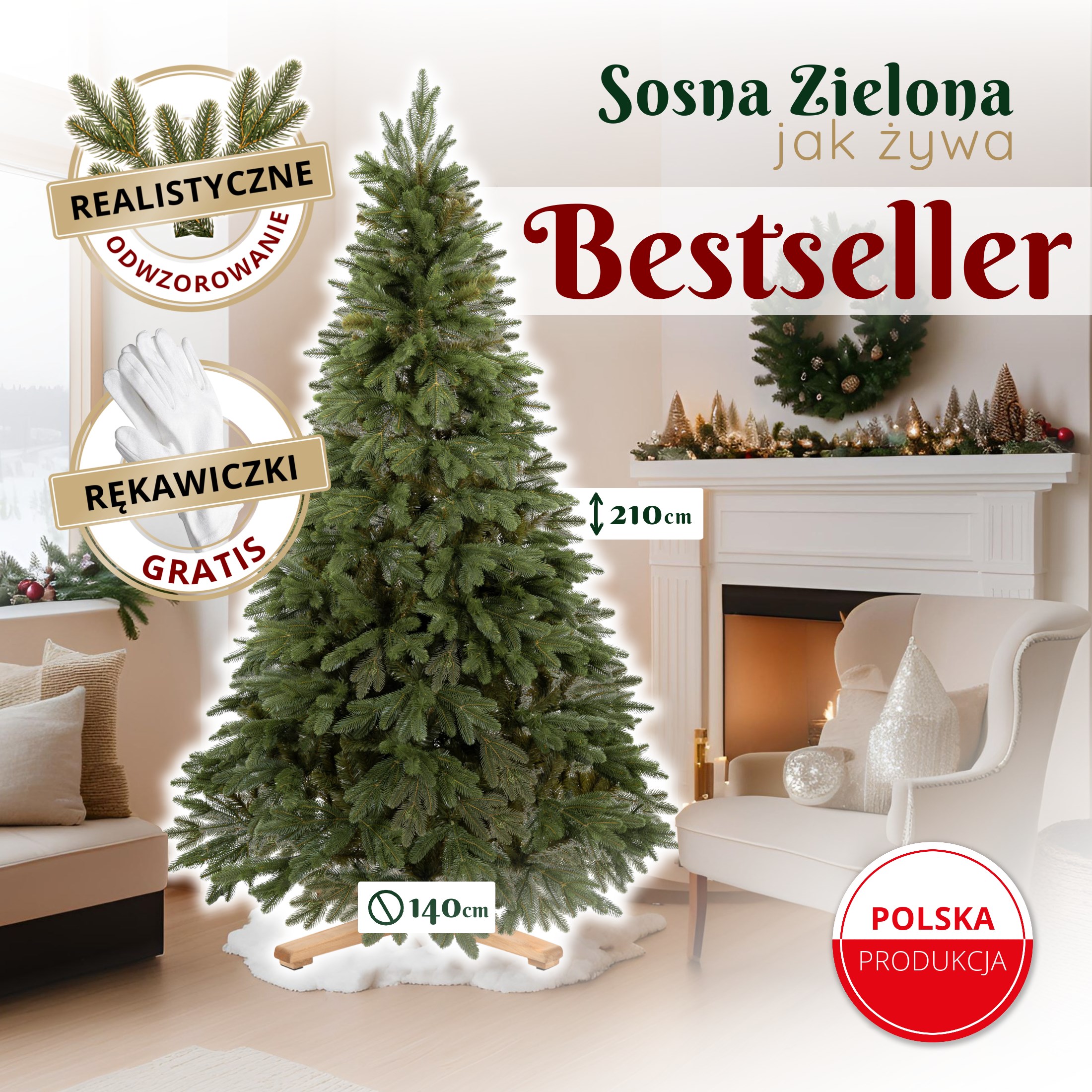 Umelá vianočná borovica 210 cm S-CT0253