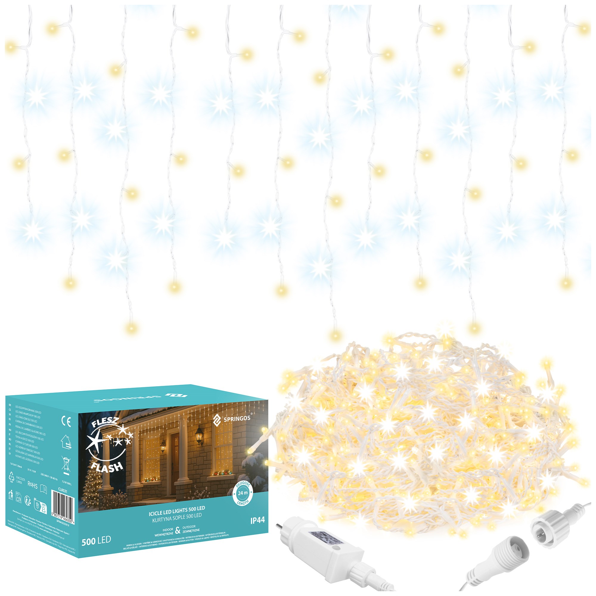 Vianočné LED cencúle 500 LED s časovačom S-CL0531
