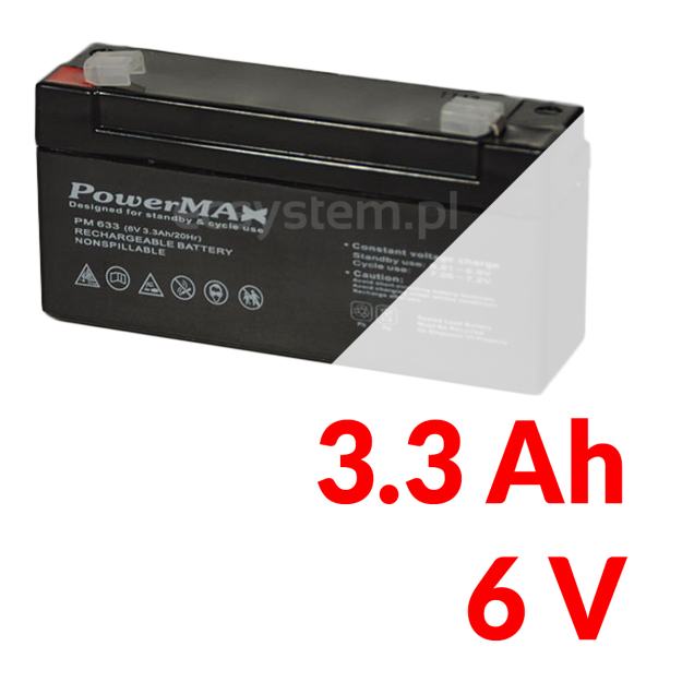 Akumulátor PowerMAX 3 Ah 6 V MaxBat 633 EC-09641