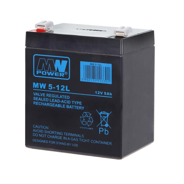 Bezúdržbový olovený akumulátor 12 V 5 Ah MW Power EC-27775