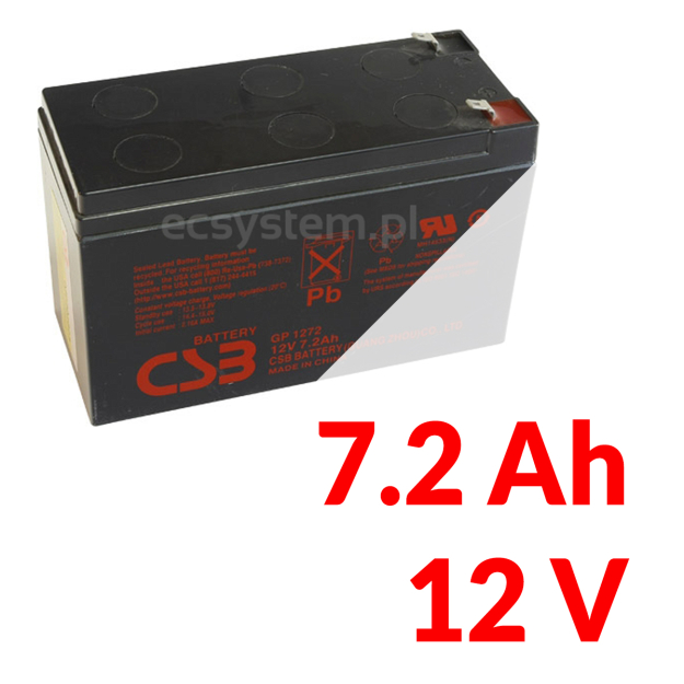 Bezúdržbový olovený akumulátor 12 V 7,2 Ah pre alarmy a UPS CSB GP1272 EC-06703