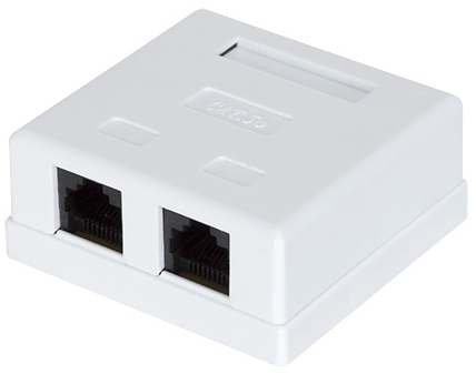Dátová zásuvka 2x RJ45 na omietku UTP kat. 5e biela EC-08361